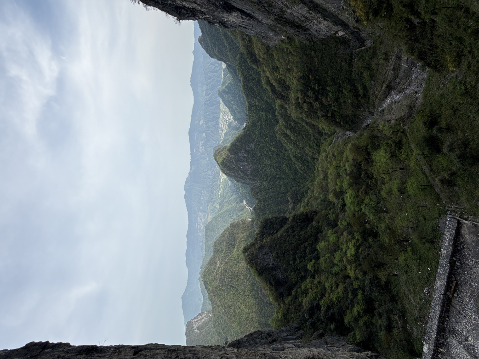 Mountainous valley landscape observed from cliff in Yongding District