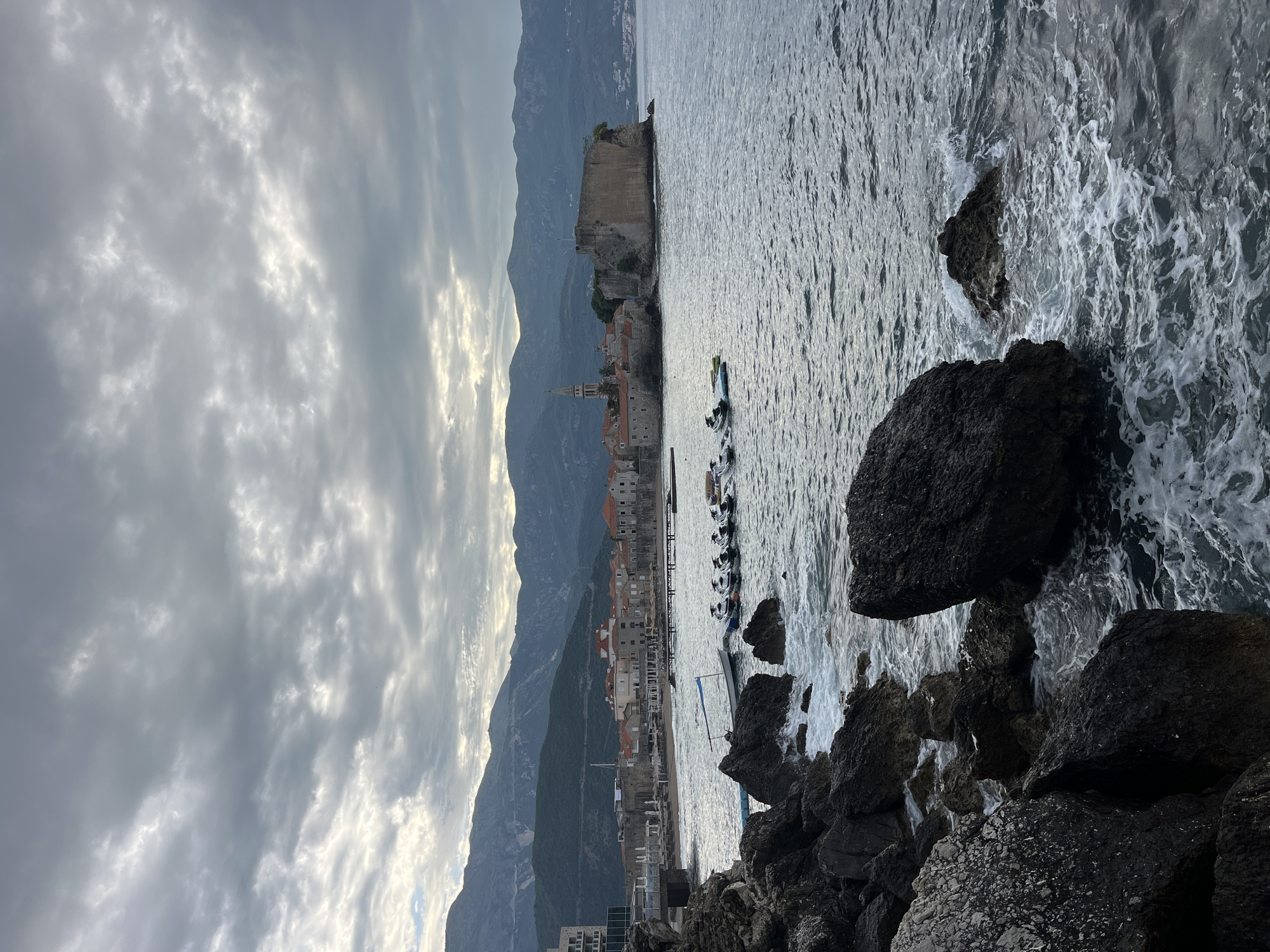 Early morning coastal scene documented in Budva, Montenegro