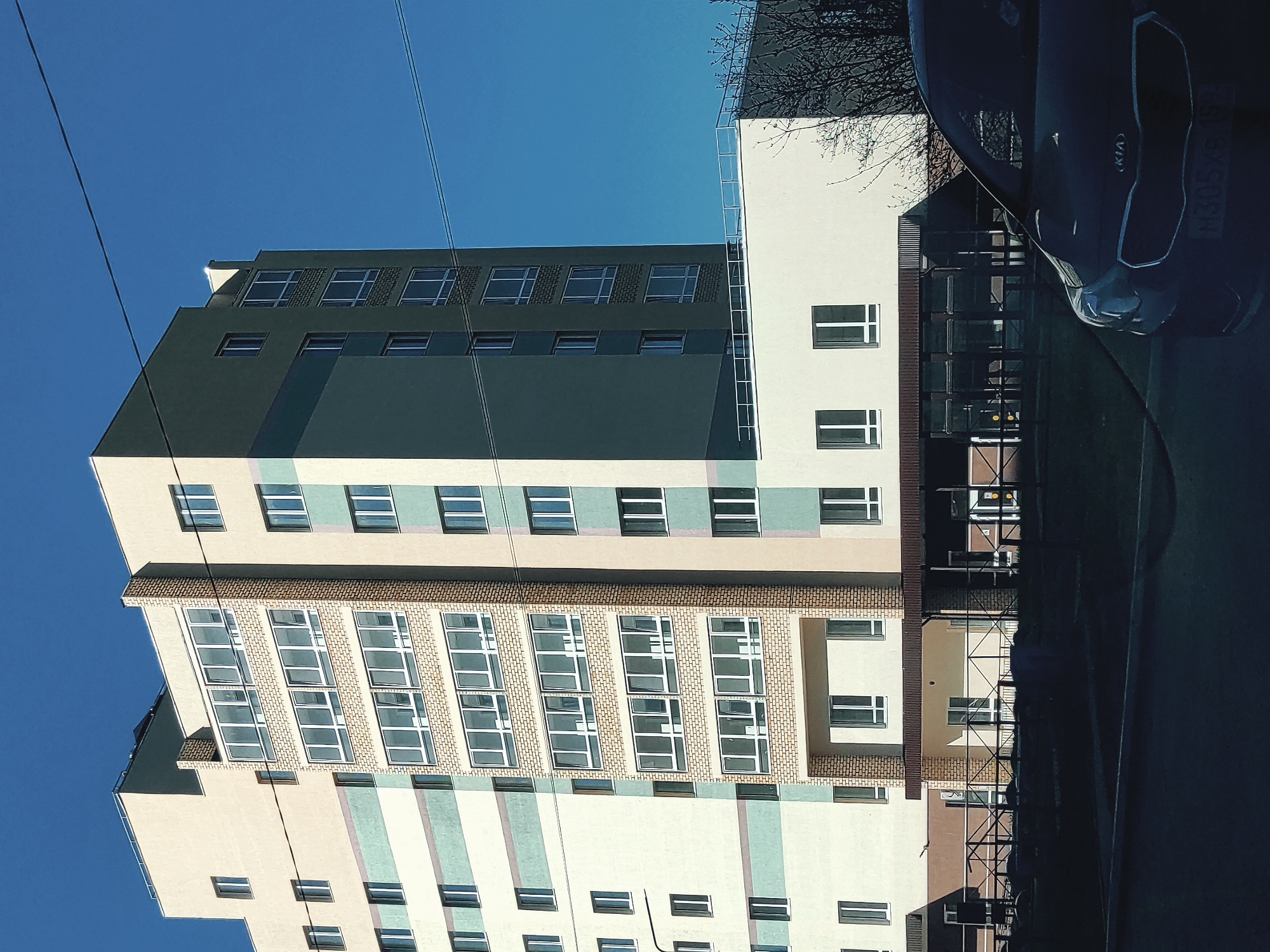 Residential building photographed under clear skies in Chaikovsky, Russia