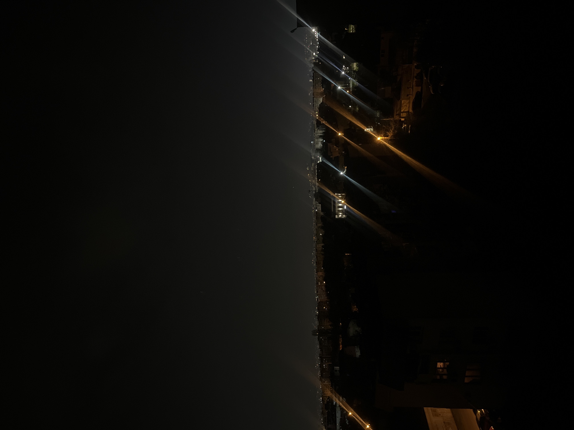 Nighttime cityscape views captured from elevated position in Sofia
