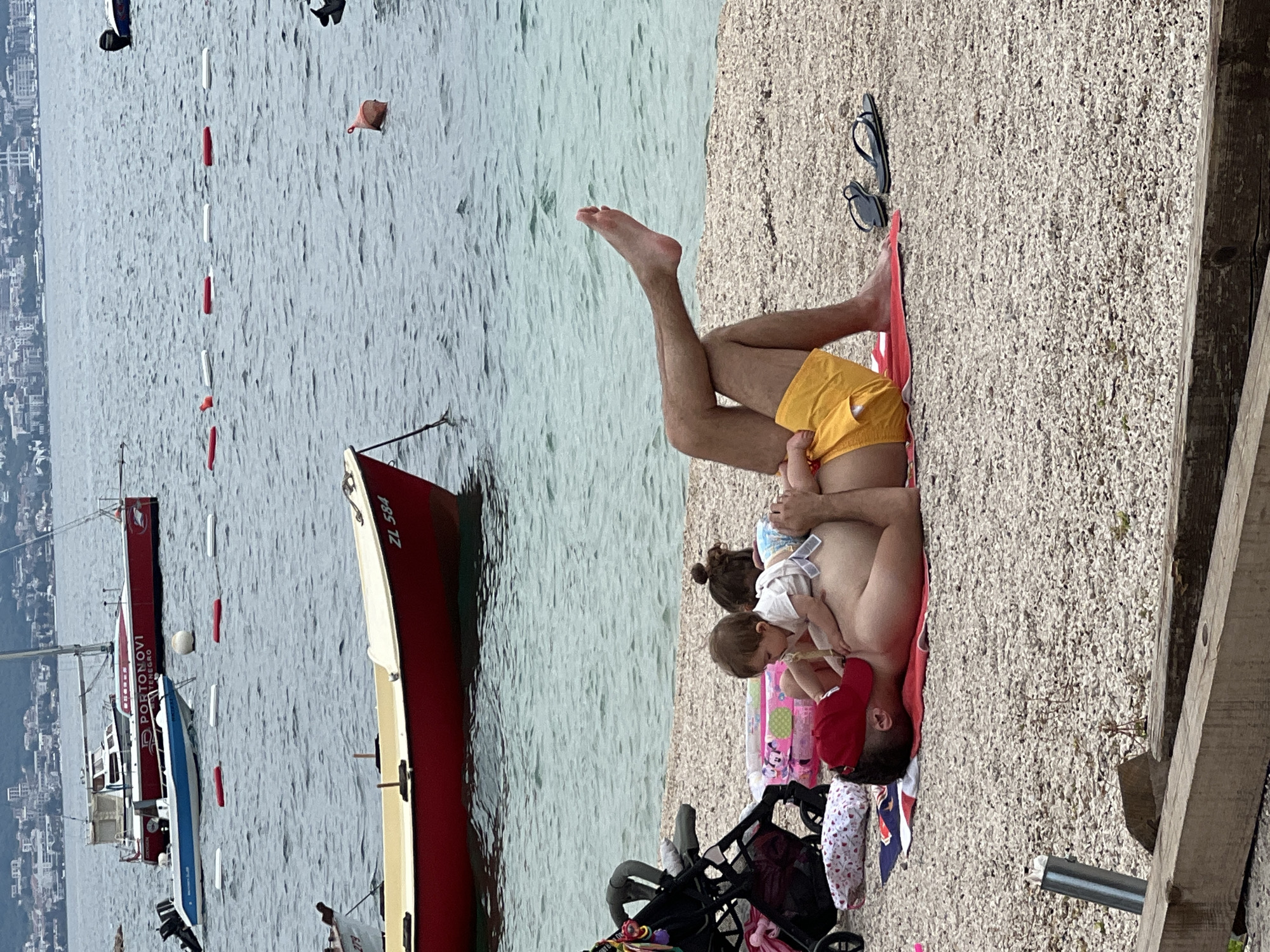 Morning beach life documented in Baošići, Montenegro coastal town
