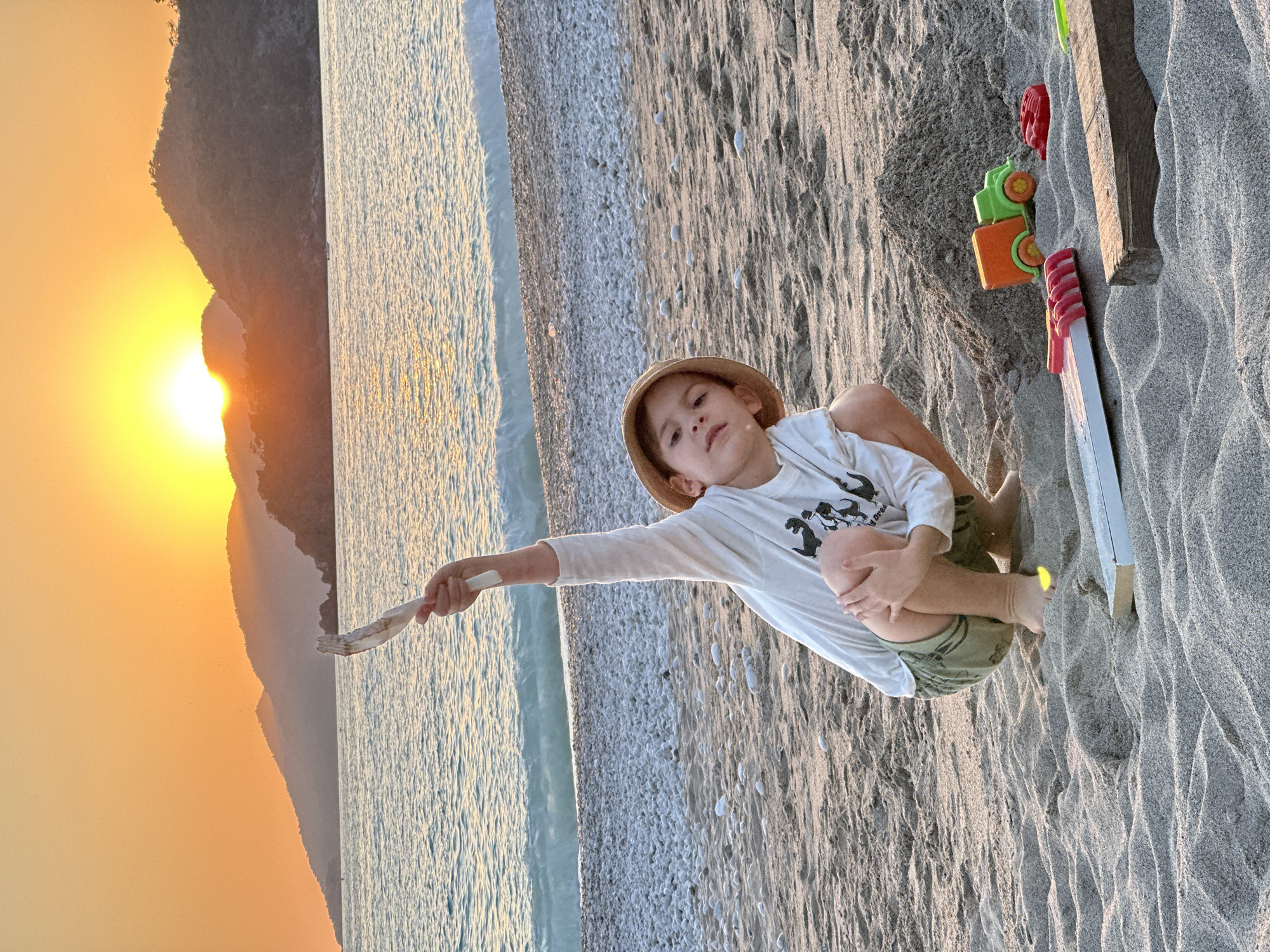 Family enjoys sunset beach time at Fethiye Turkey club