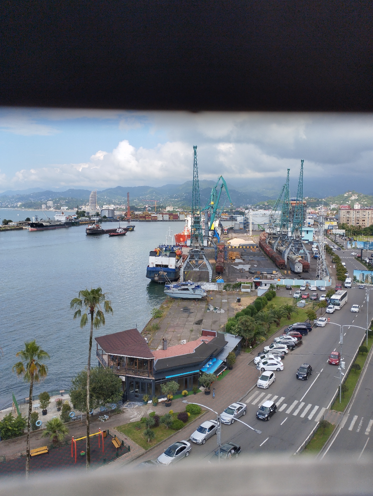 Batumi port and boulevard on a summer afternoon