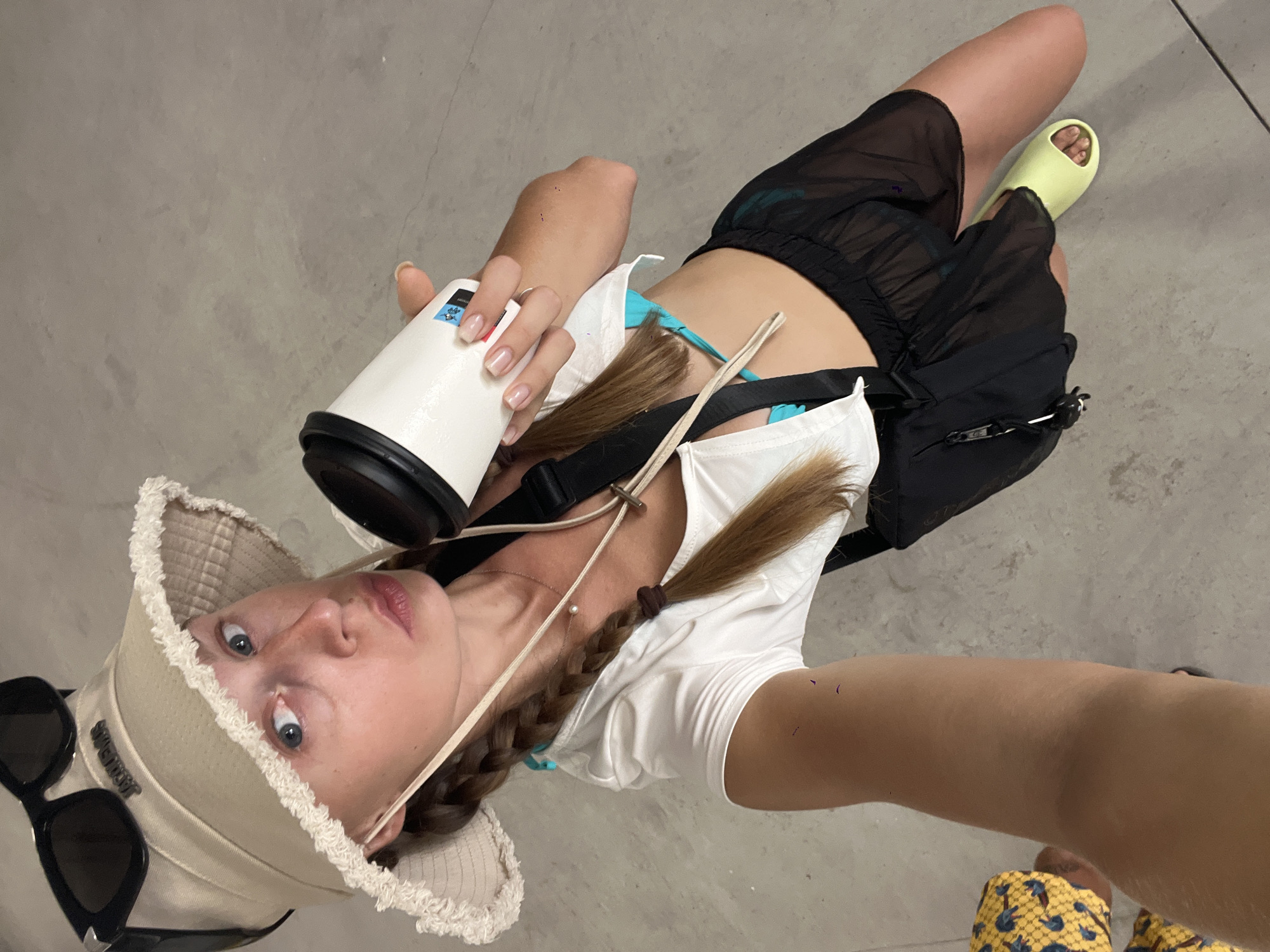 Selfie break in a Montenegrin parking garage, summer 2026
