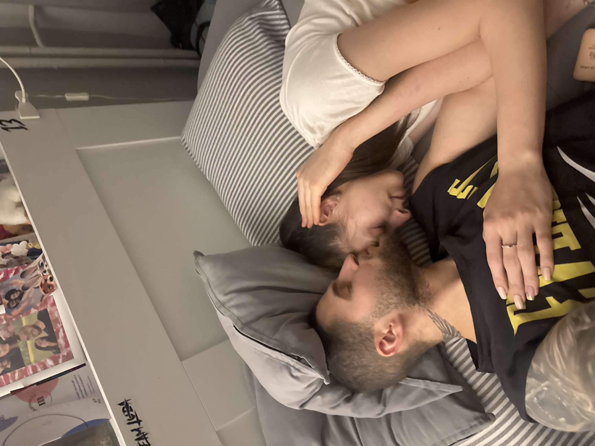 Couple shares intimate moments in Sofia bedroom
