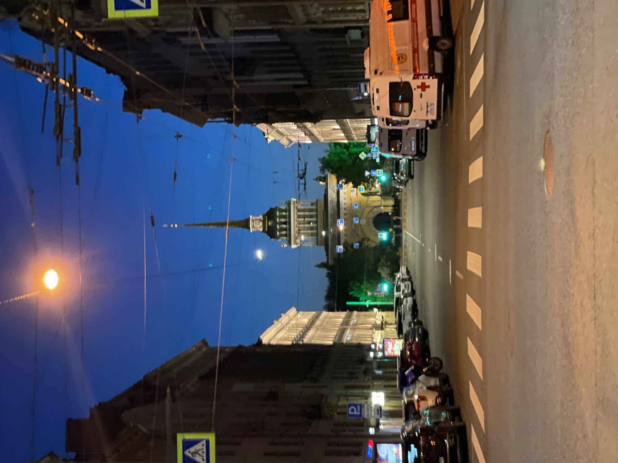 Nighttime views of illuminated St. Isaac's Cathedral documented
