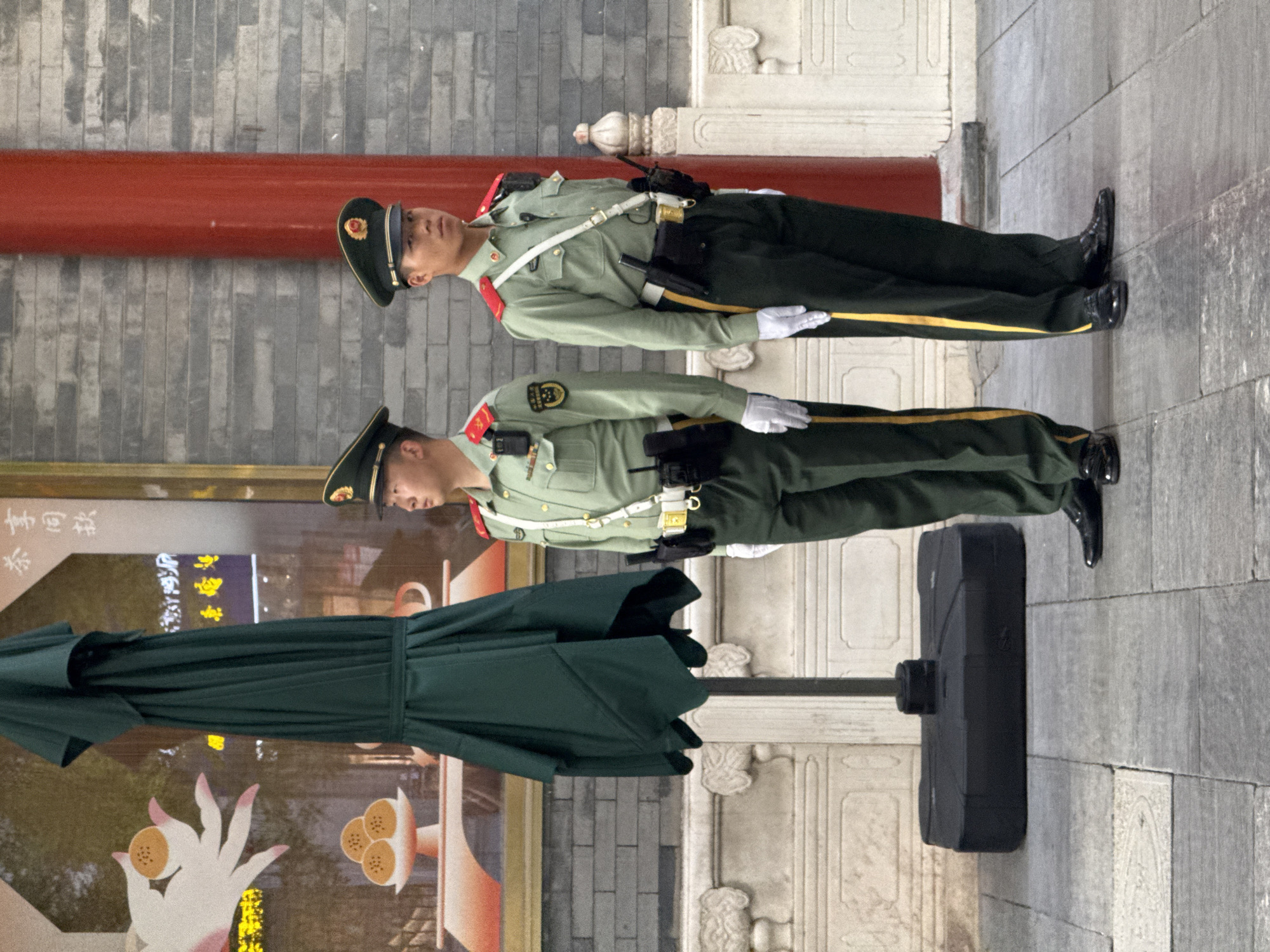 Honor guards stand duty at Forbidden City in Beijing