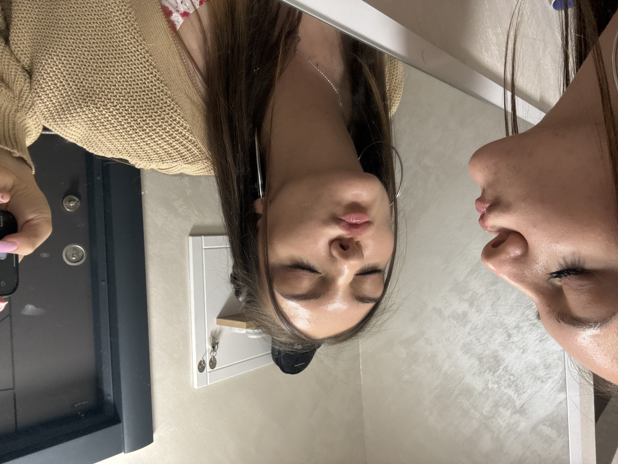 Woman documents casual evening moments with selfies in Sofia