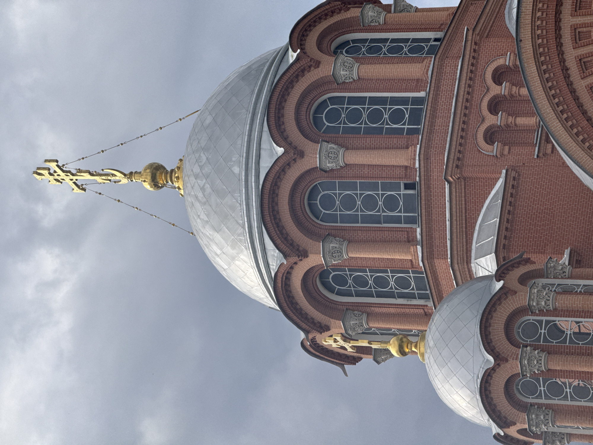 Orthodox church with silver domes documented by witness
