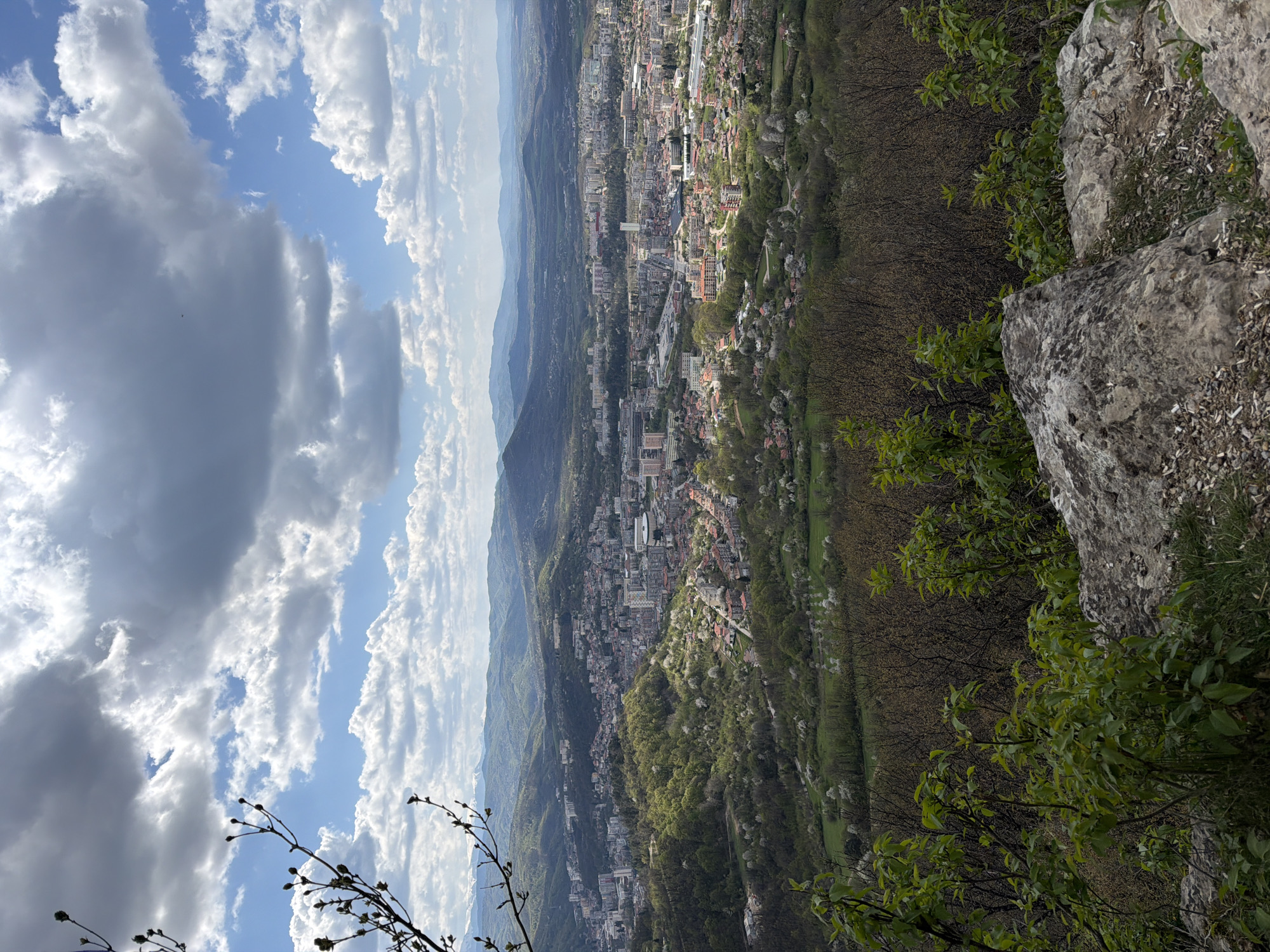Elevated landscape view of Gabrovo captured from Balkan Mountains
