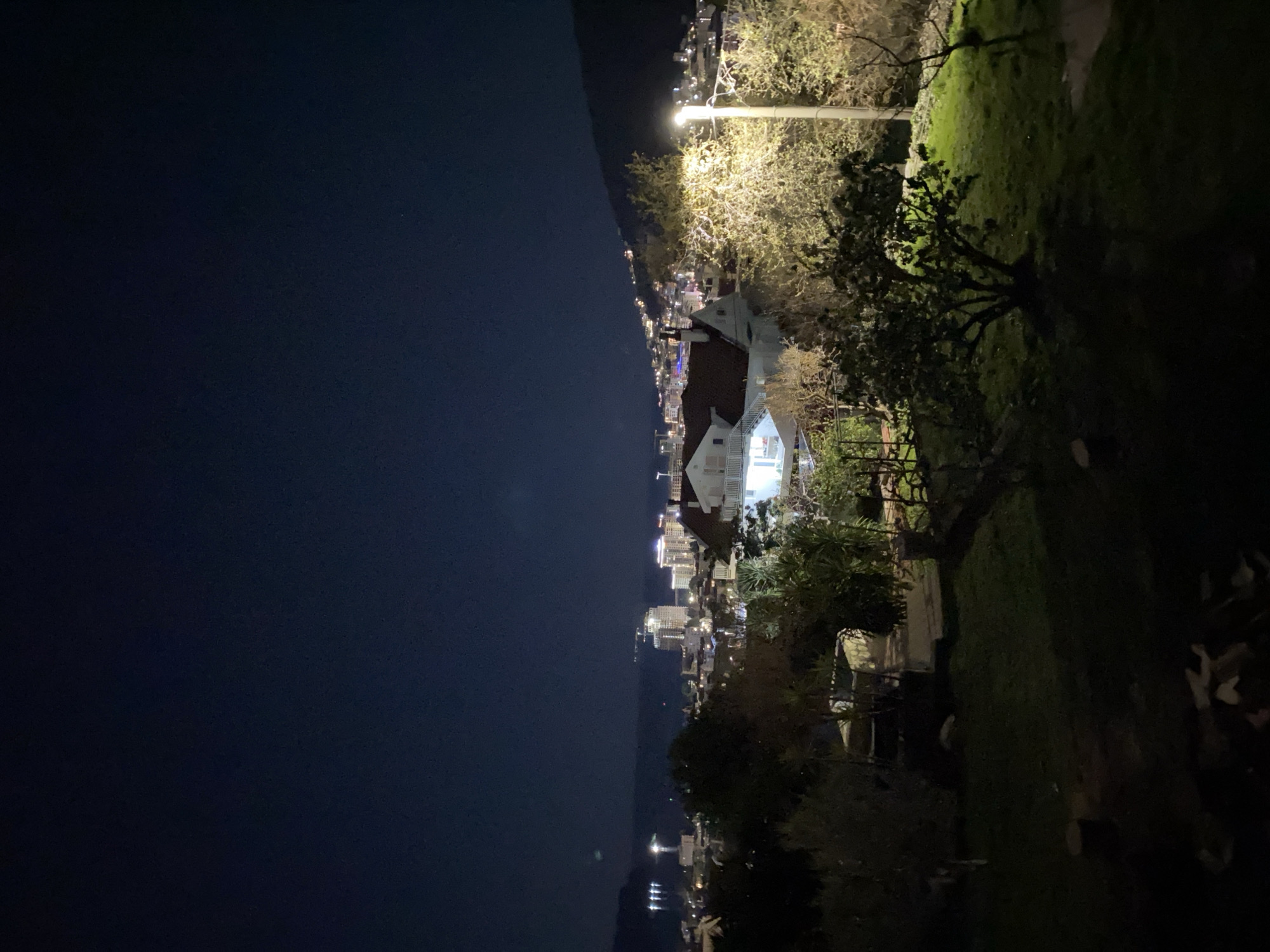 Nighttime urban exploration documenting infrastructure details in Budva, Montenegro