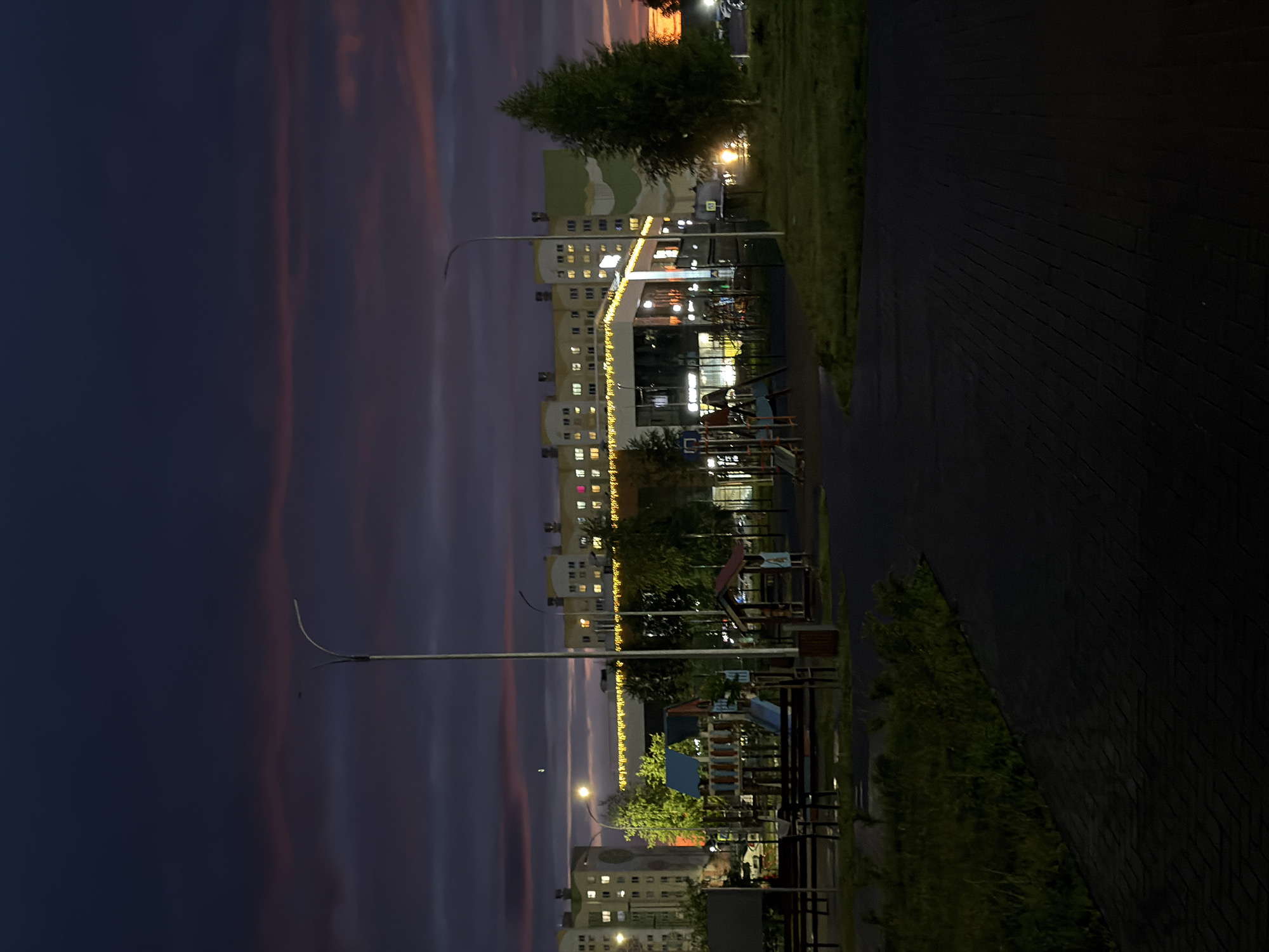 Rainy dusk walk through Nizhnekamsk, daisy in hand