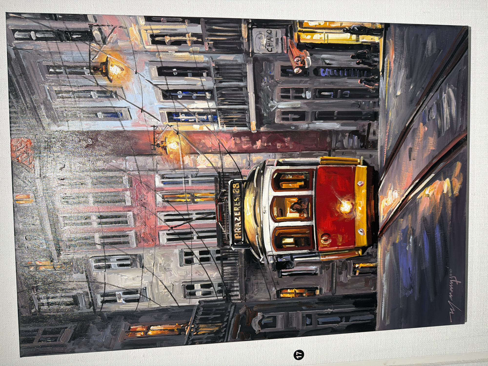 Mixed-media art exhibition in Cascais showcasing Lisbon and coastal scenes