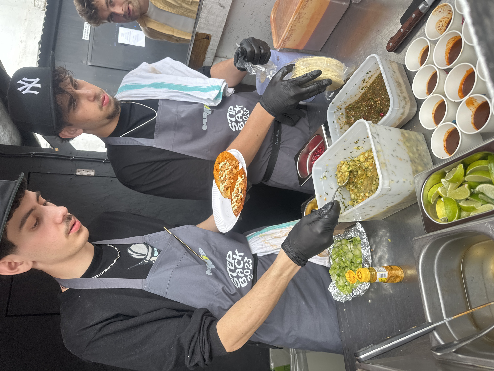 Food stall serves tacos with pomegranate toppings in London