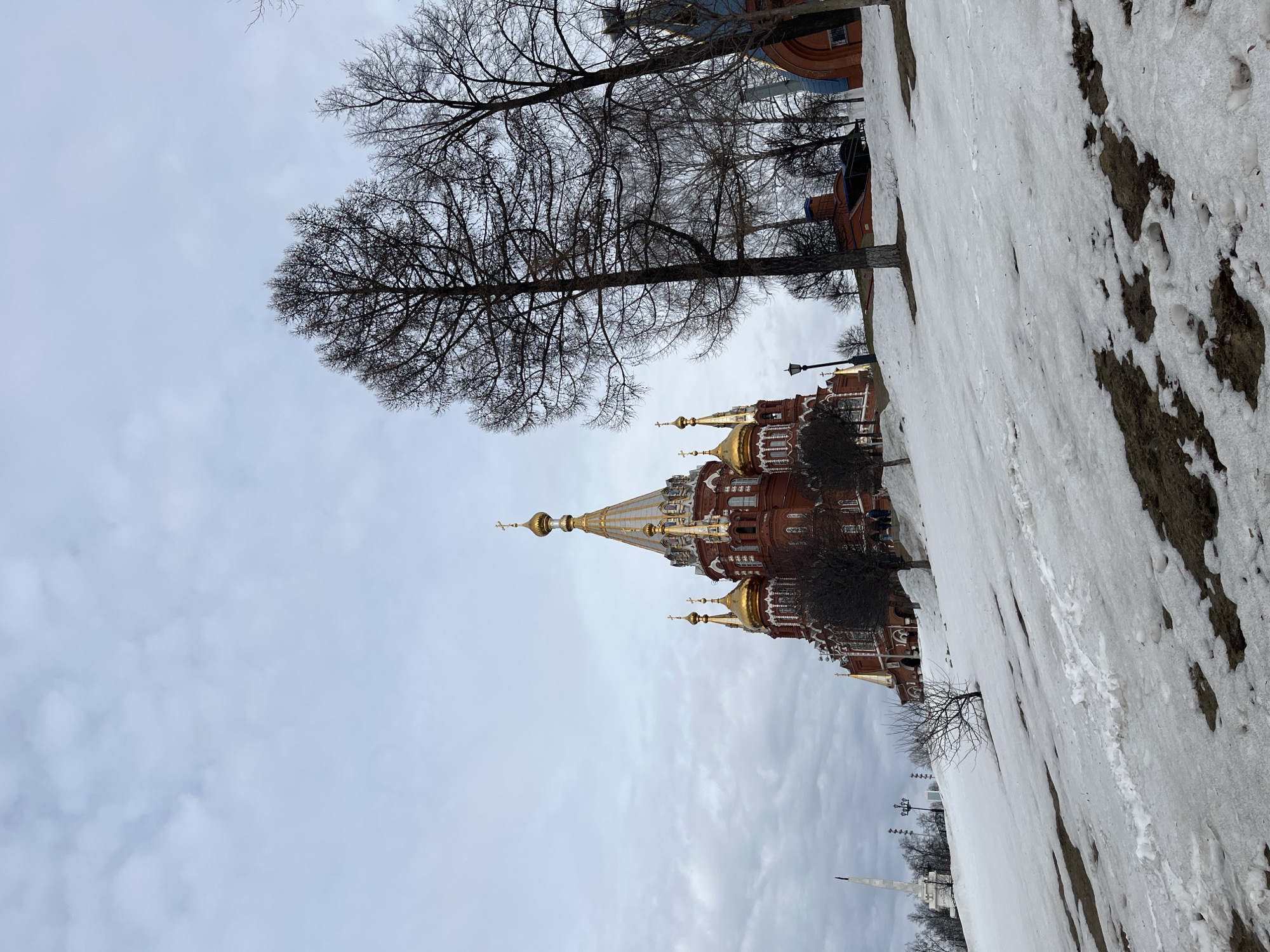 Spring scenes captured in Izhevsk: cathedral and tram