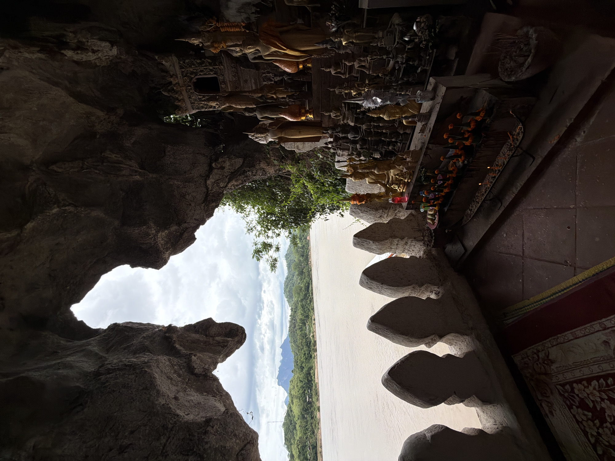 Cave shrine and river cliffs along the Mekong in Muangkeo