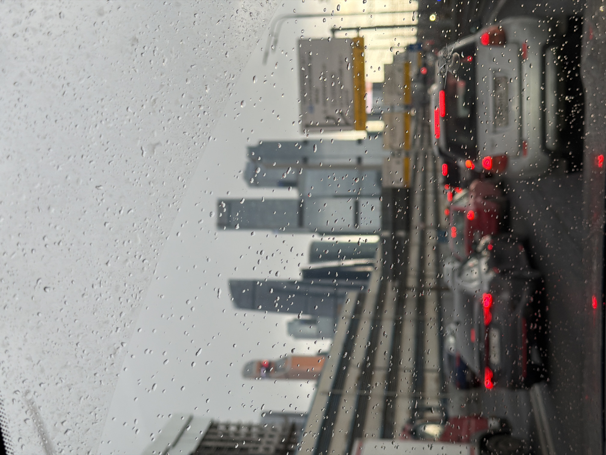 Rainy day view captured through car windshield in Khimki