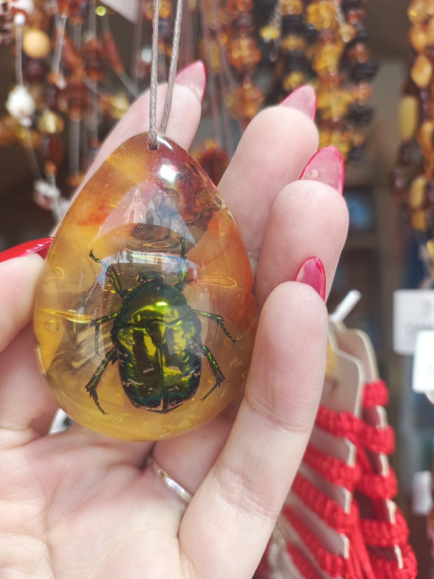 Tourist shops for amber souvenirs in historic Kaliningrad