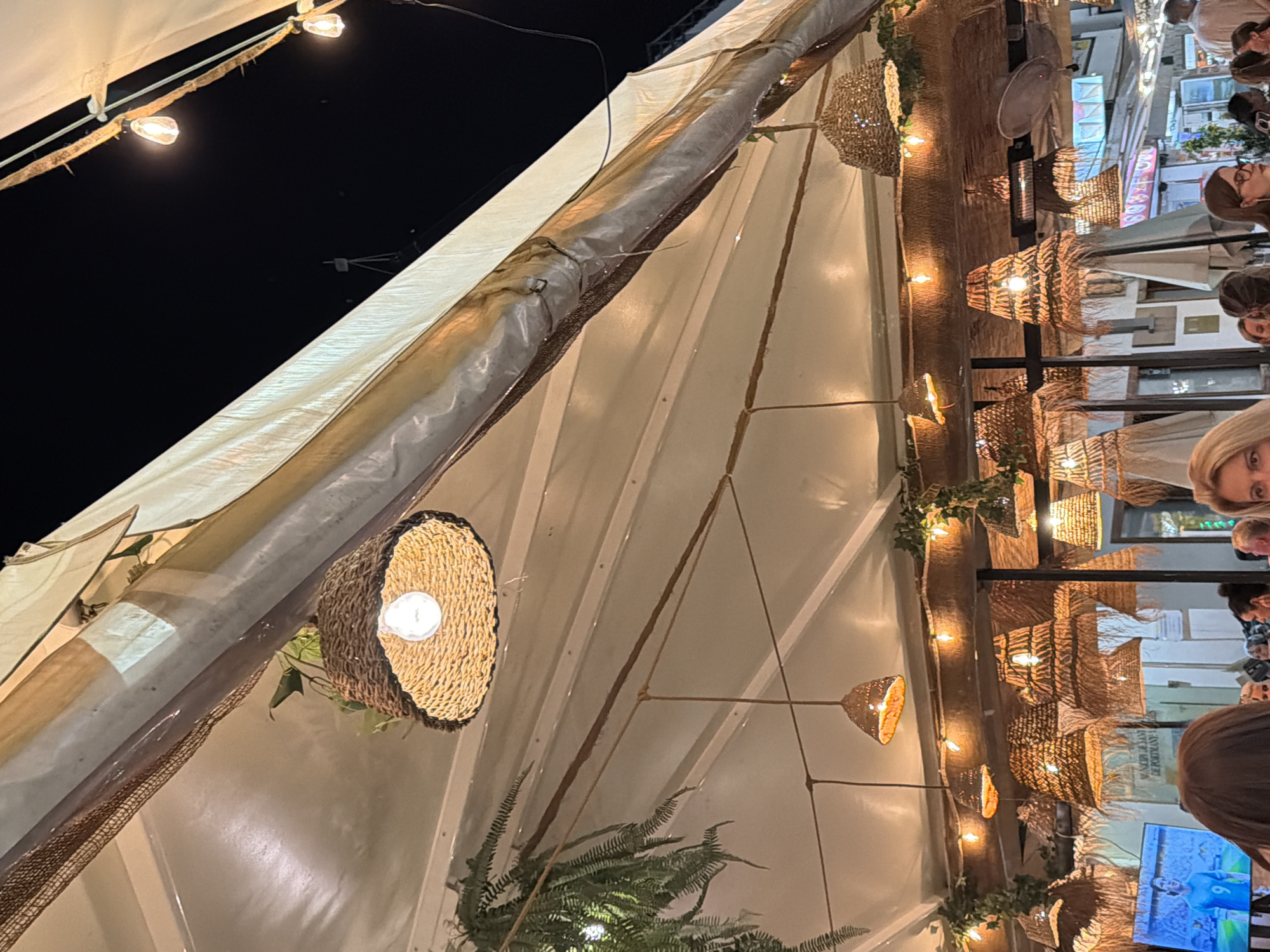 Dinner and drinks at a Sant Antoni waterfront restaurant, Ibiza night