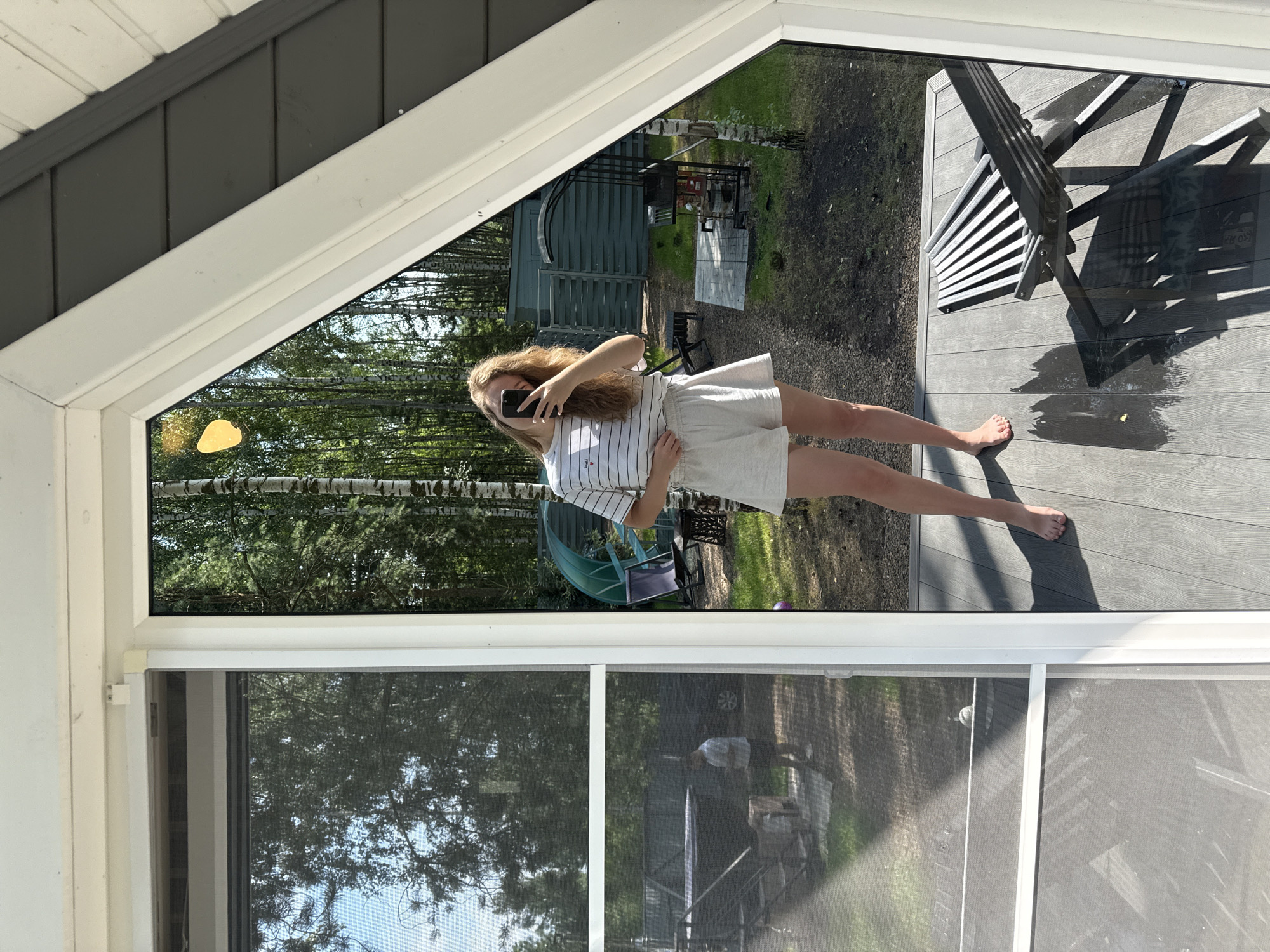 Quiet summer morning at a Prokudino home with a toddler and deck life