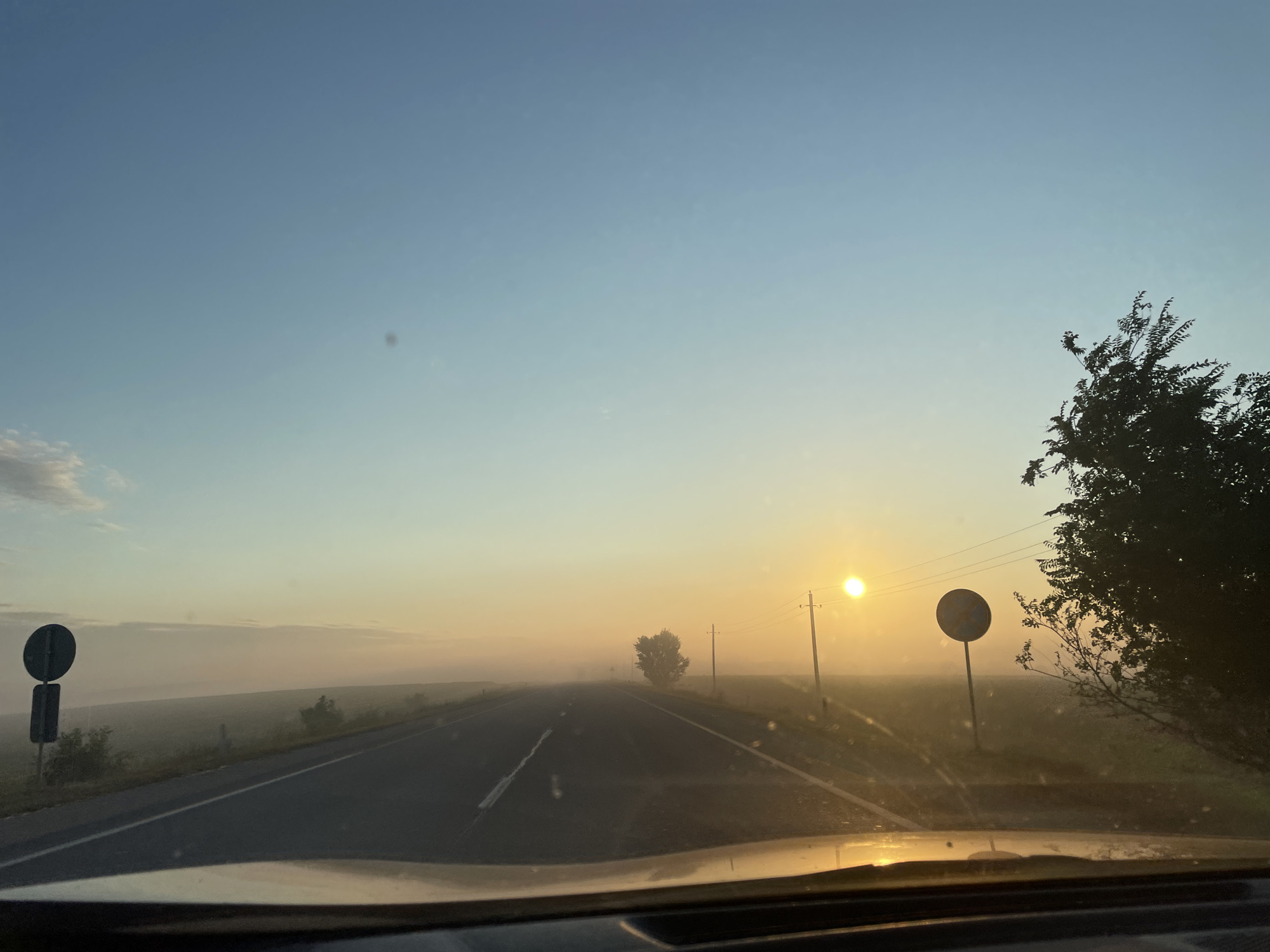 Open road at golden hour near Comrat, Moldova