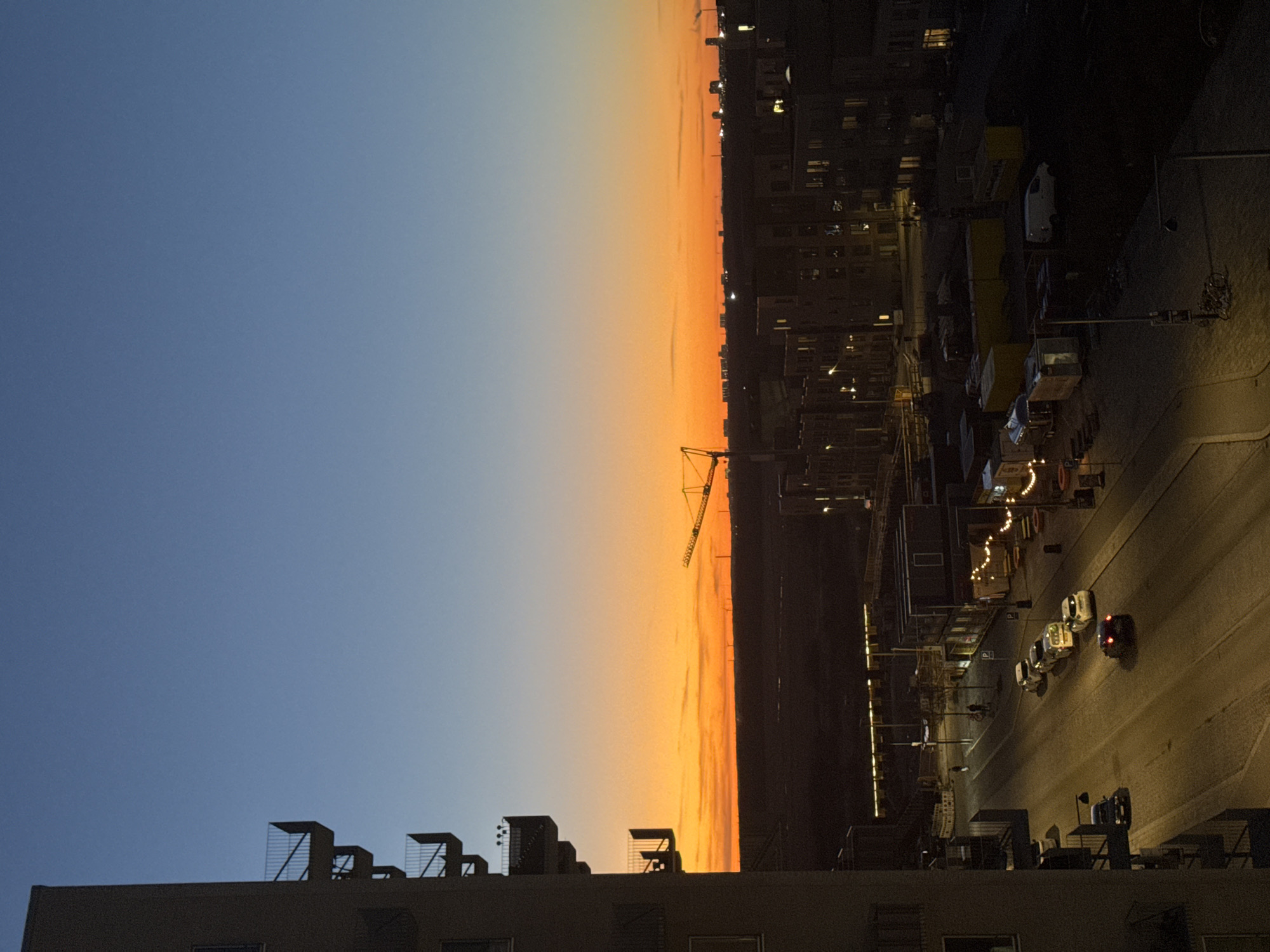Copenhagen cityscape captured during evening twilight transition
