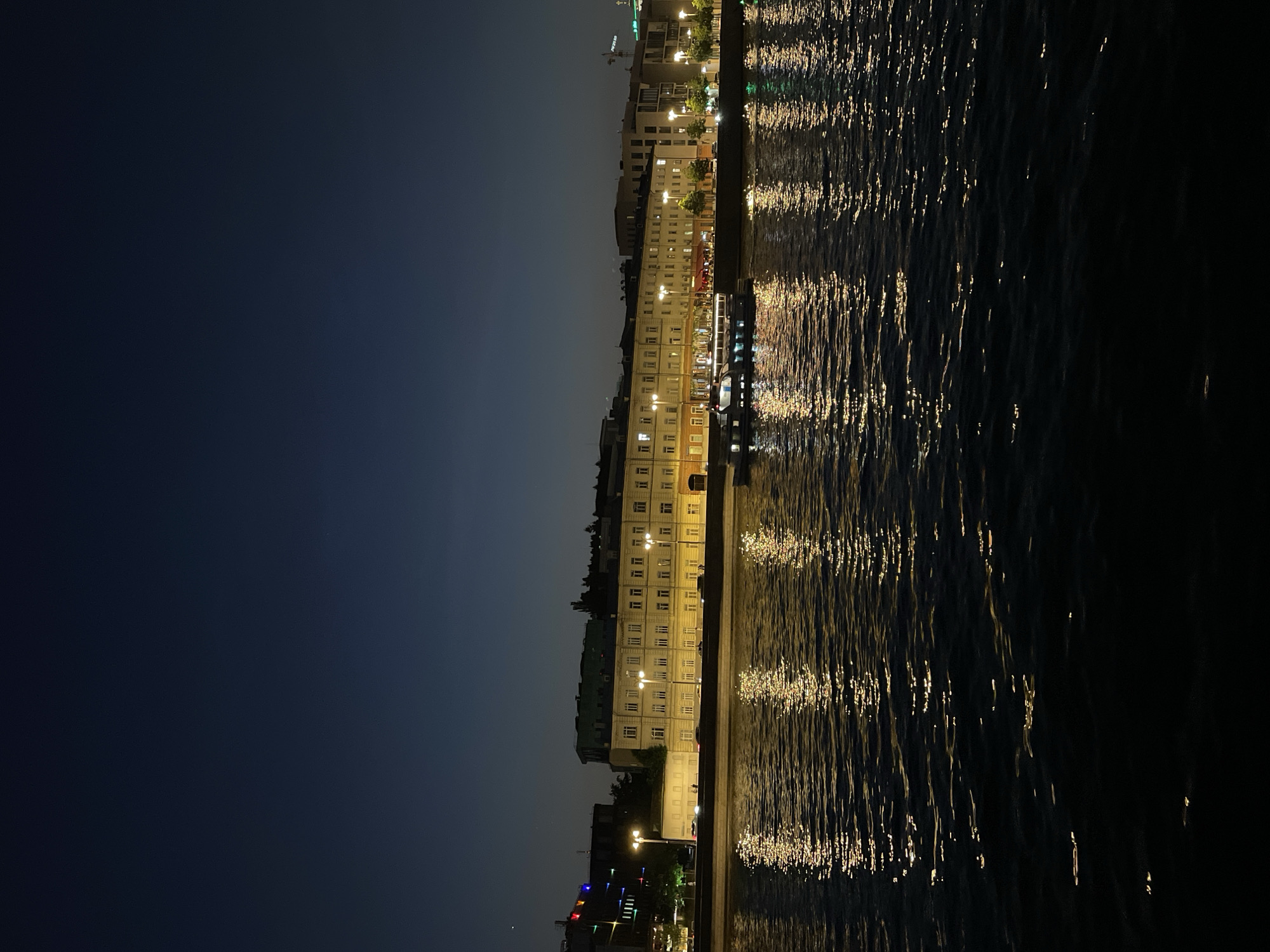Nighttime Moscow waterfront cityscape documented by witness