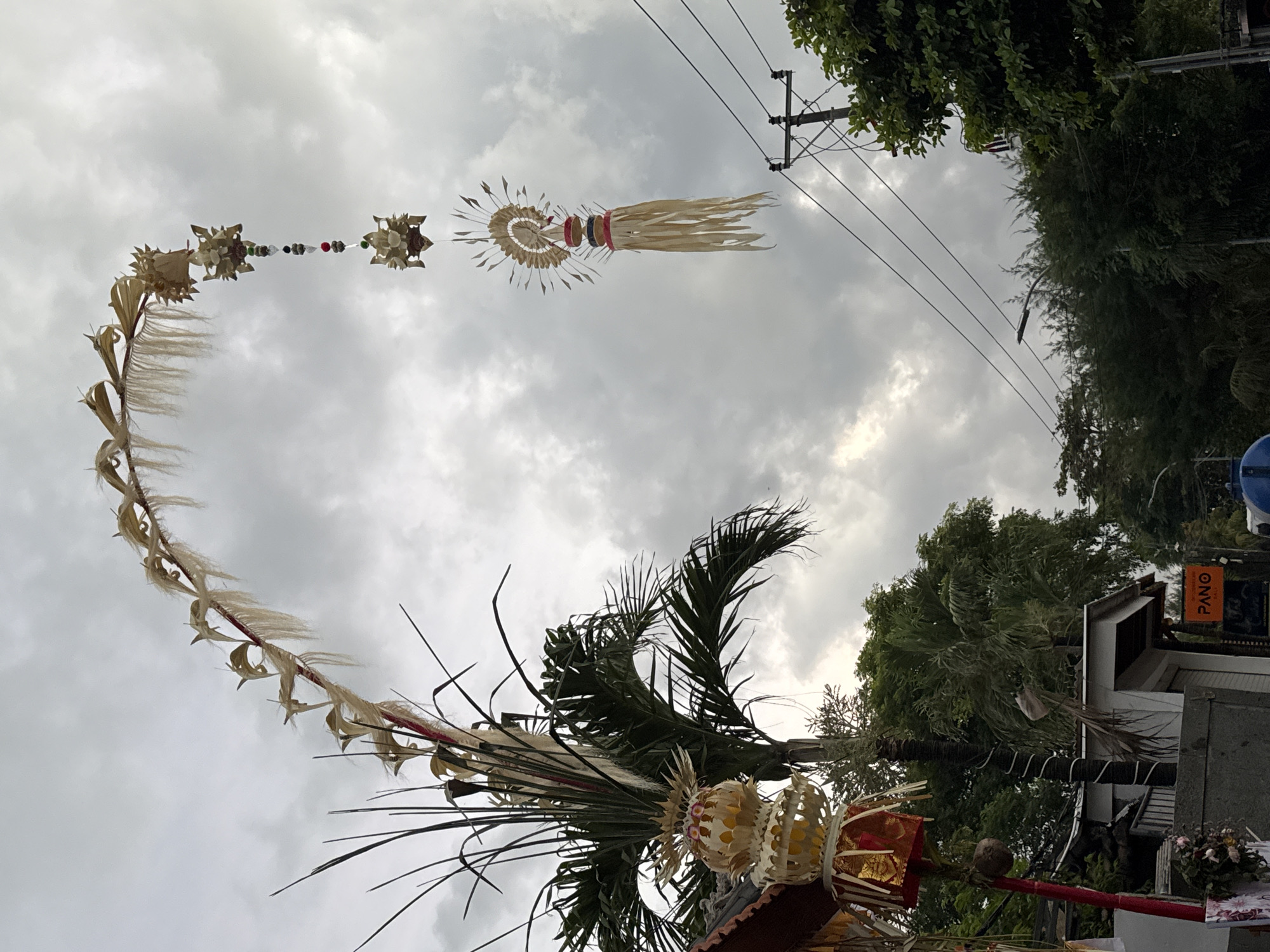 Traditional Balinese decorations observed in Kuta evening skies