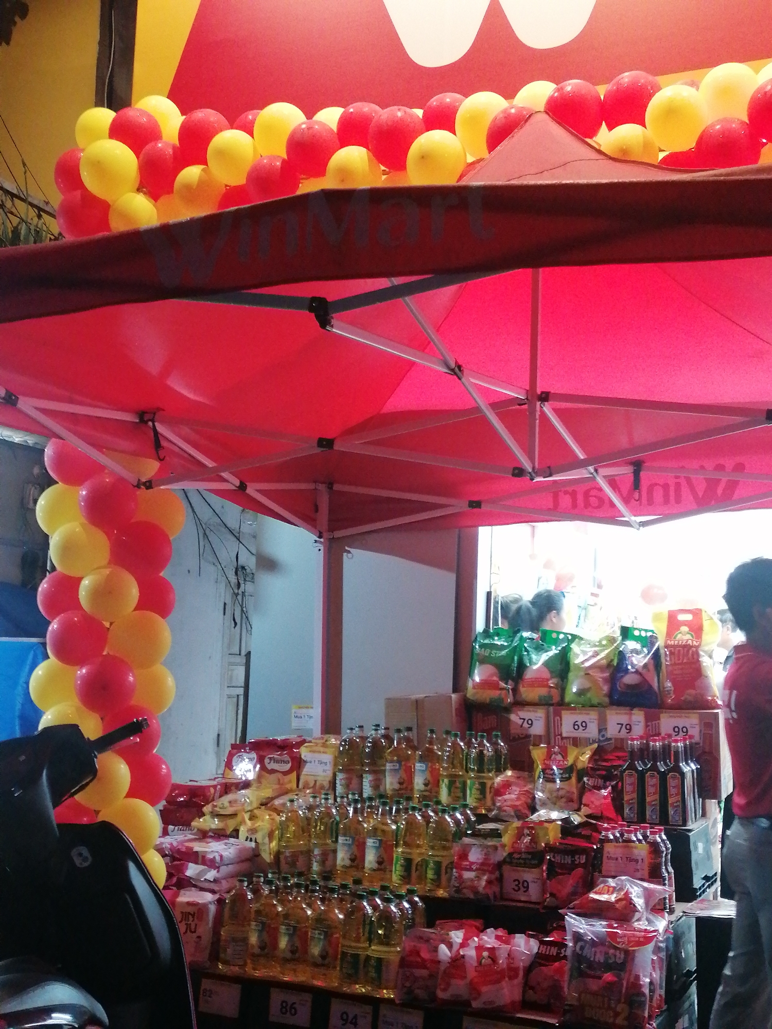 Festive market stall set up in central Da Lat