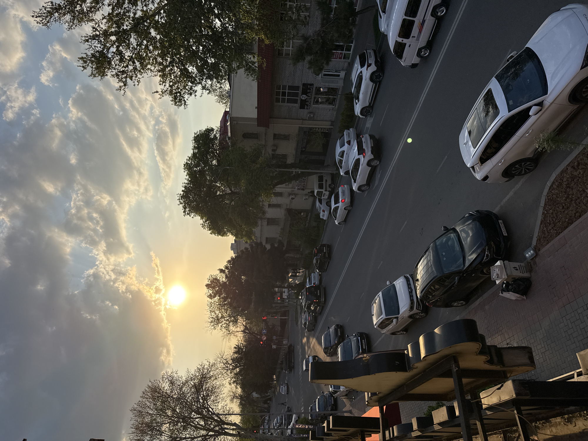 Sunset street scene documented in Samarkand City, Uzbekistan
