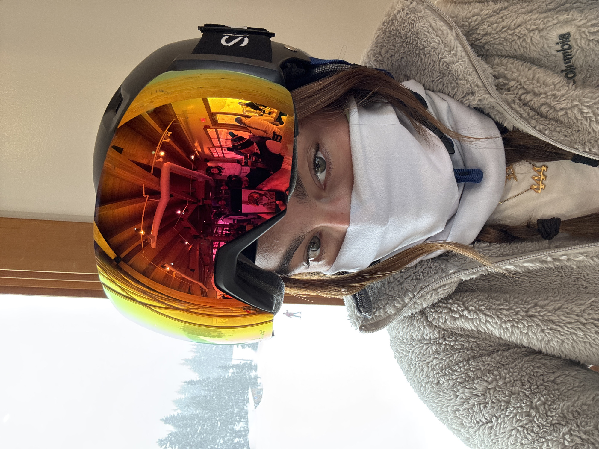 Masked skier takes selfie on Whistler transit