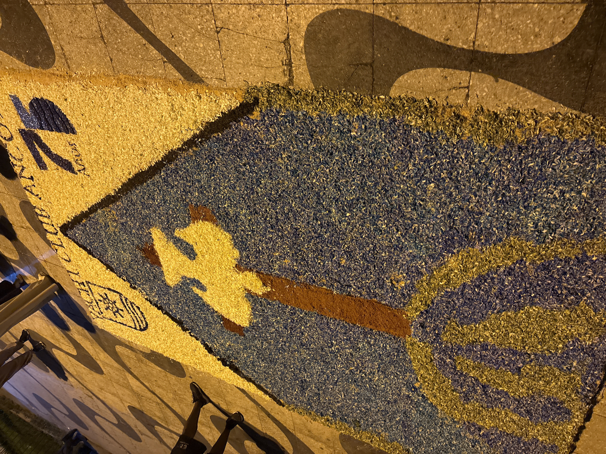 Flower carpet street art honors fisherman in Ancón, Peru