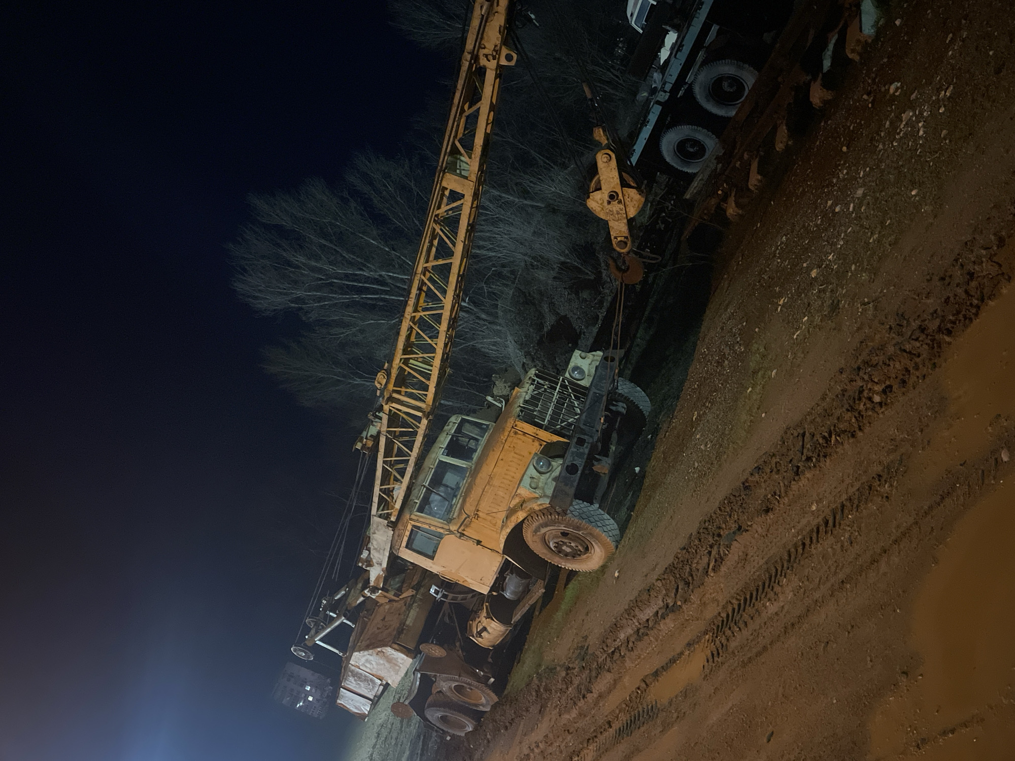 Construction vehicles parked overnight at Kardzhali site