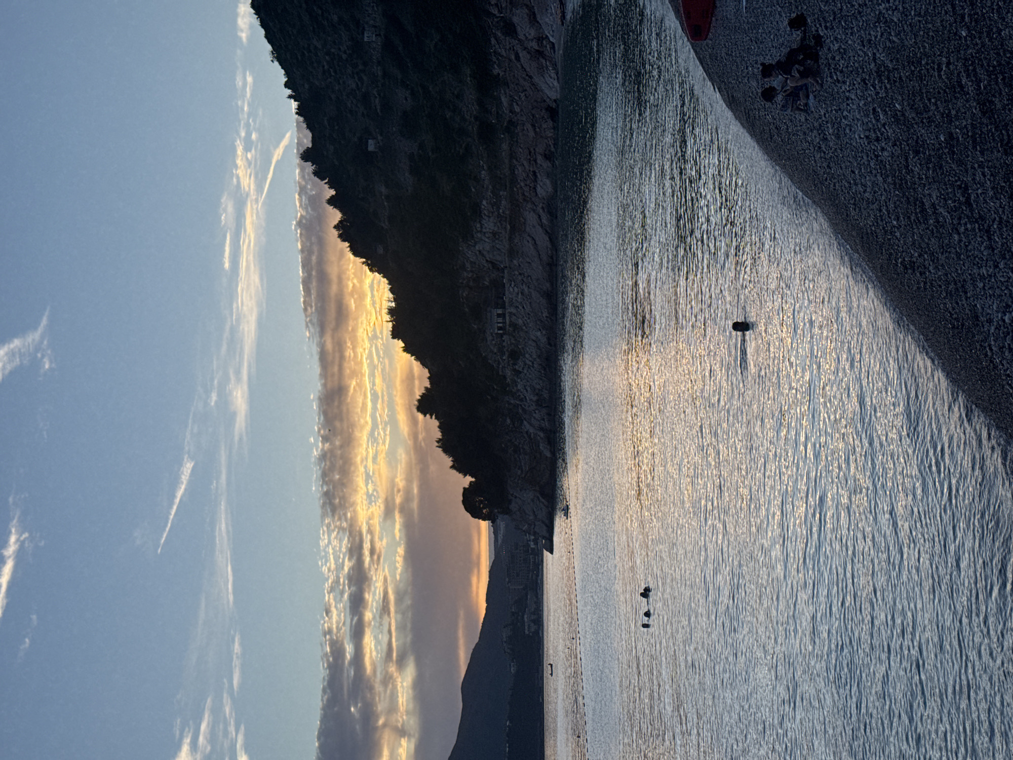 Sunset and beach leisure documented at Kamenovo Bay, Montenegro