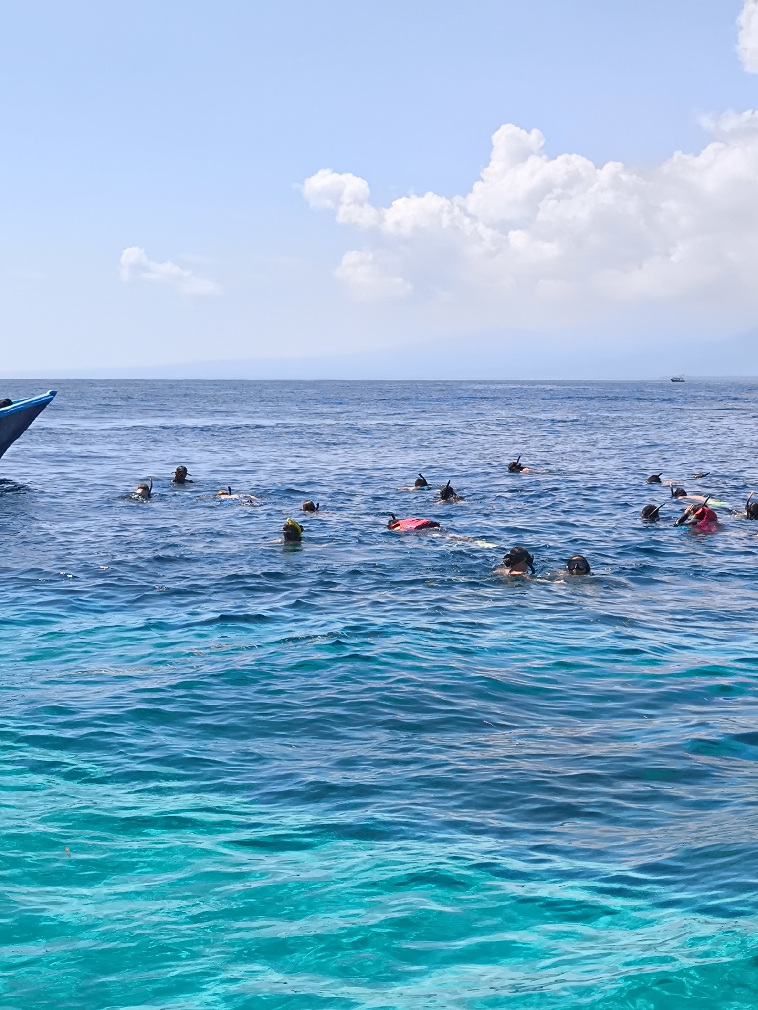Snorkeling group out on the water near Gili Trawangan