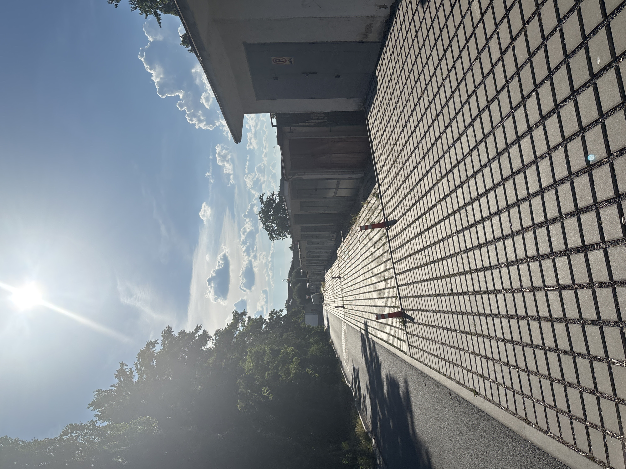 Sunny afternoon in a quiet residential neighborhood