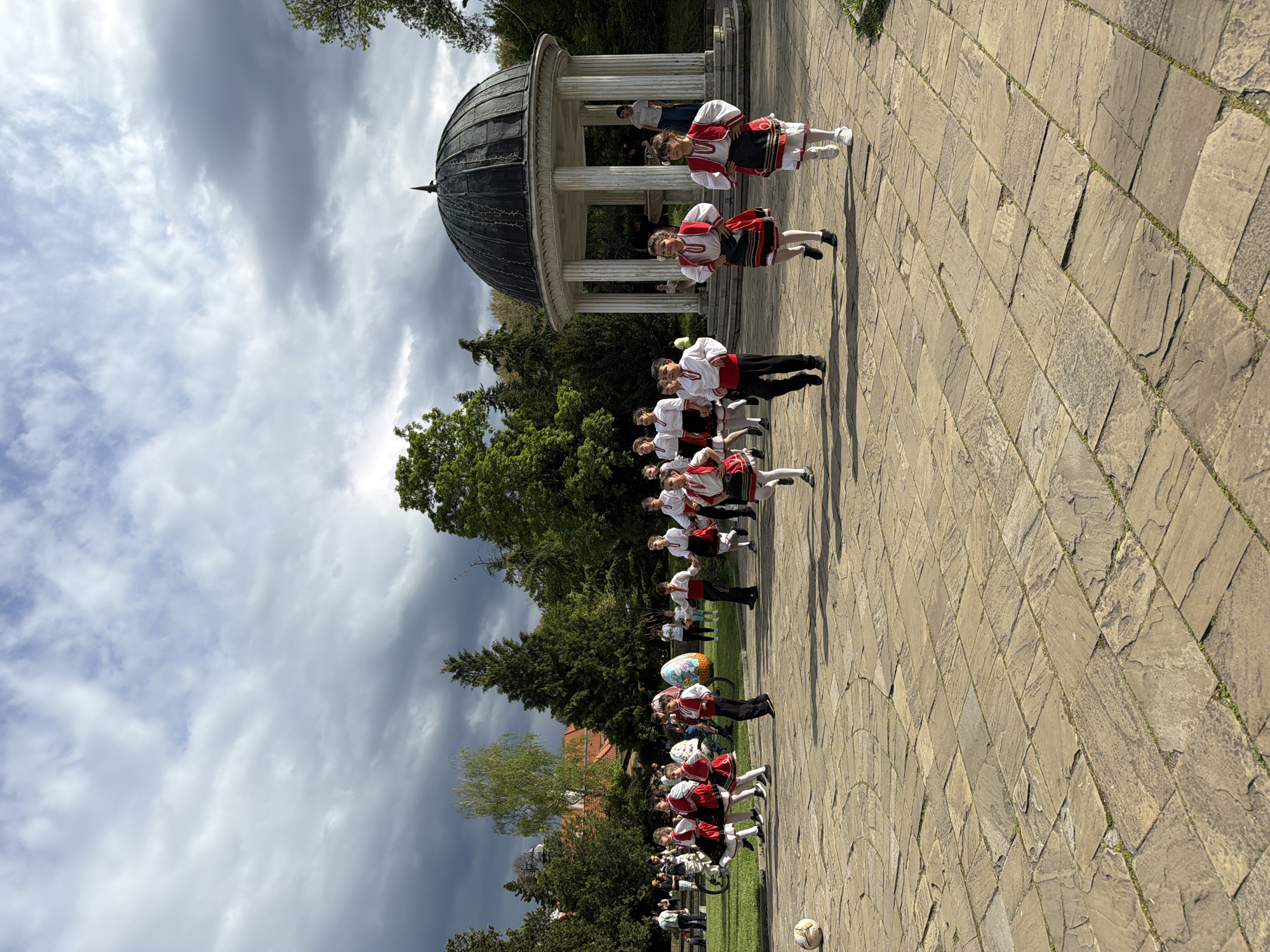 Children perform traditional Bulgarian folk dances in Bankya park