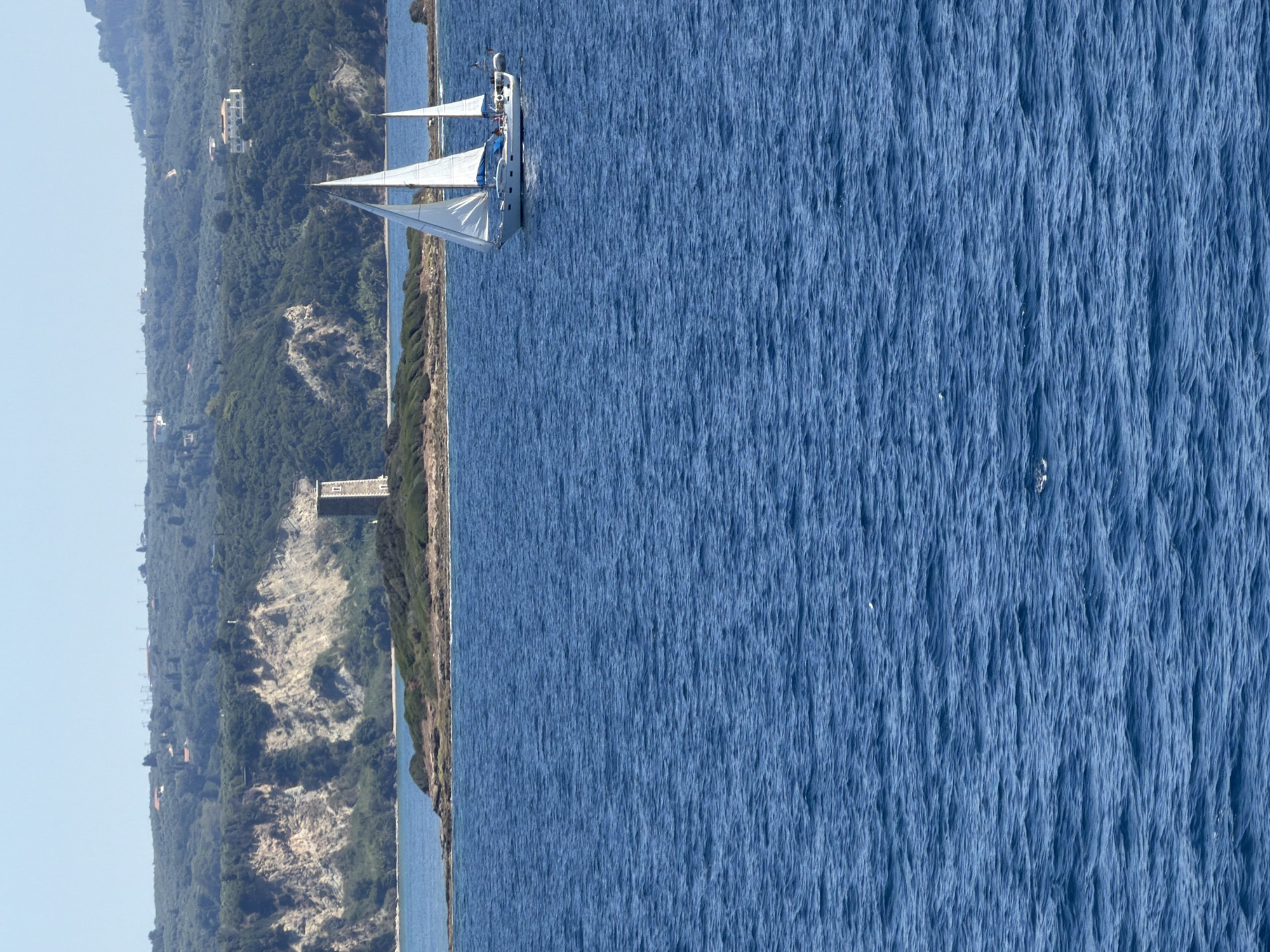 Sailing past Kastro-Kyllini with Chlemoutsi castle in view