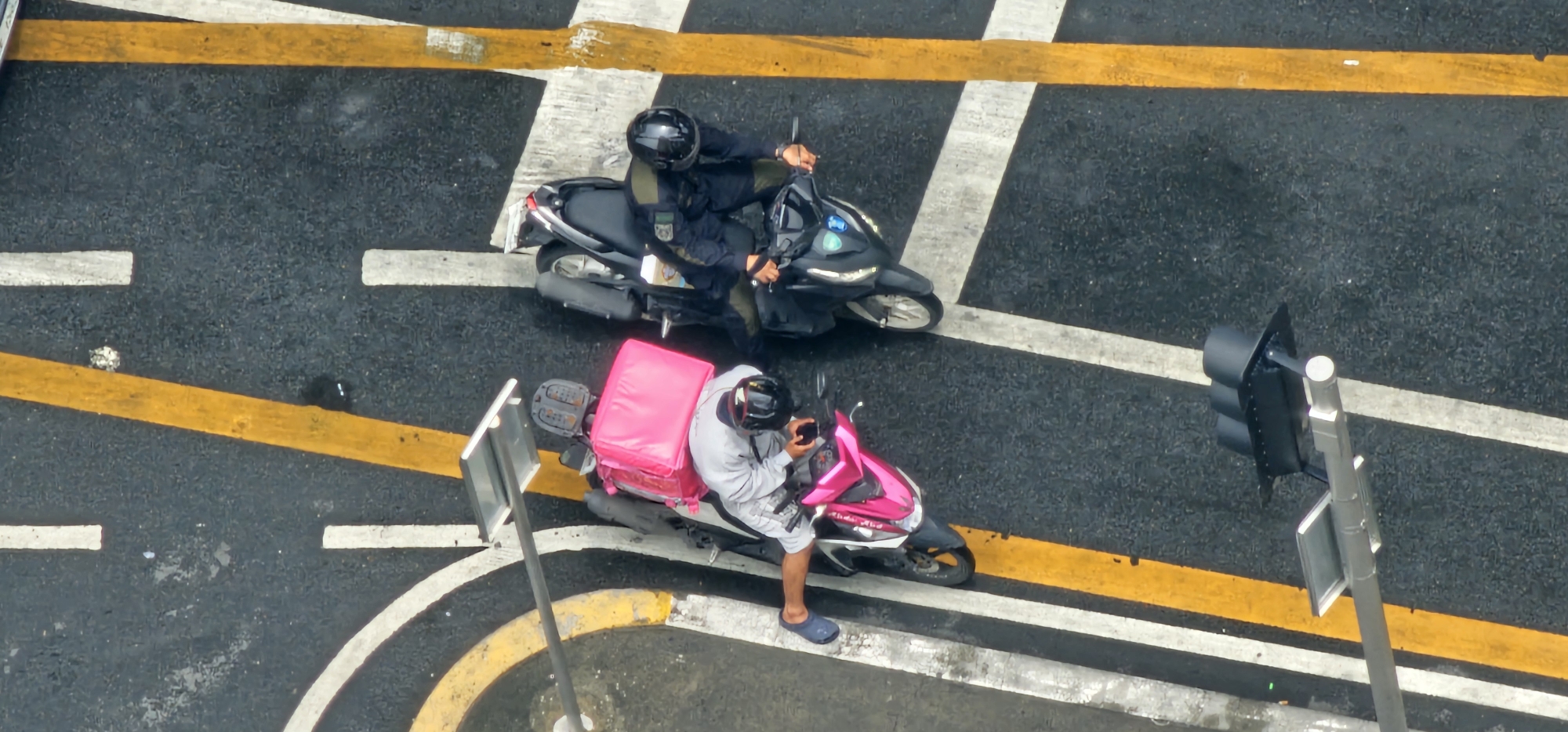 Motorcycle crash and traffic congestion on Makati streets