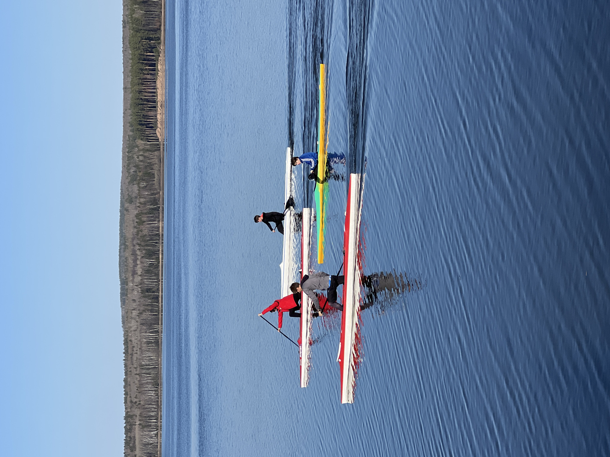 Kayakers and rowers enjoy sunny afternoon at Chaikovsky lakefront