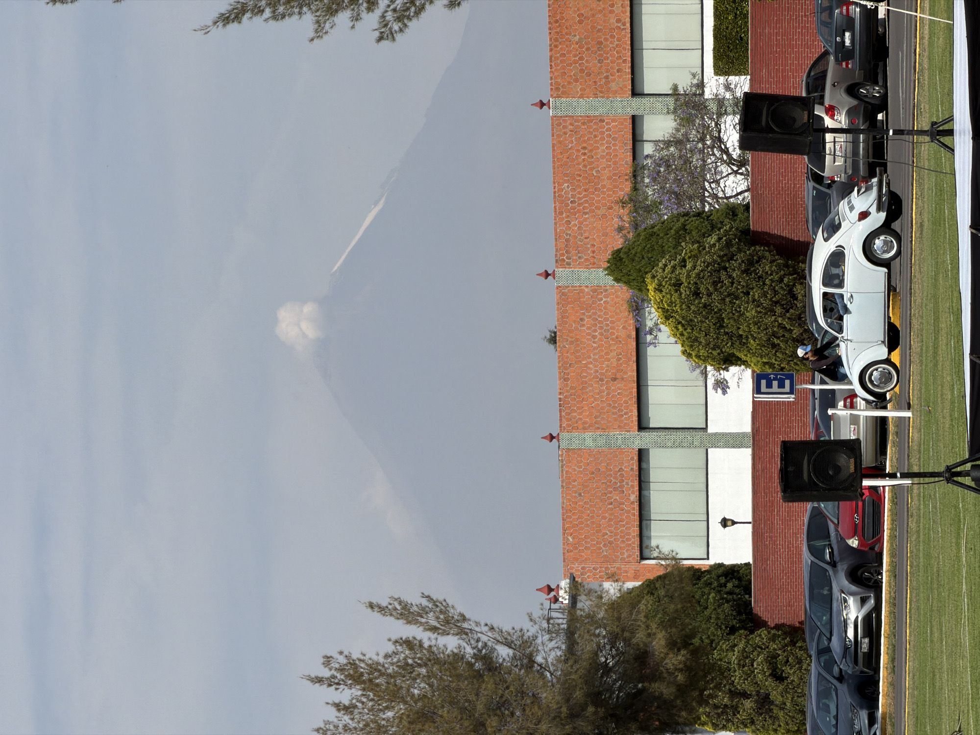 Outdoor event setup observed in San Andrés Cholula field