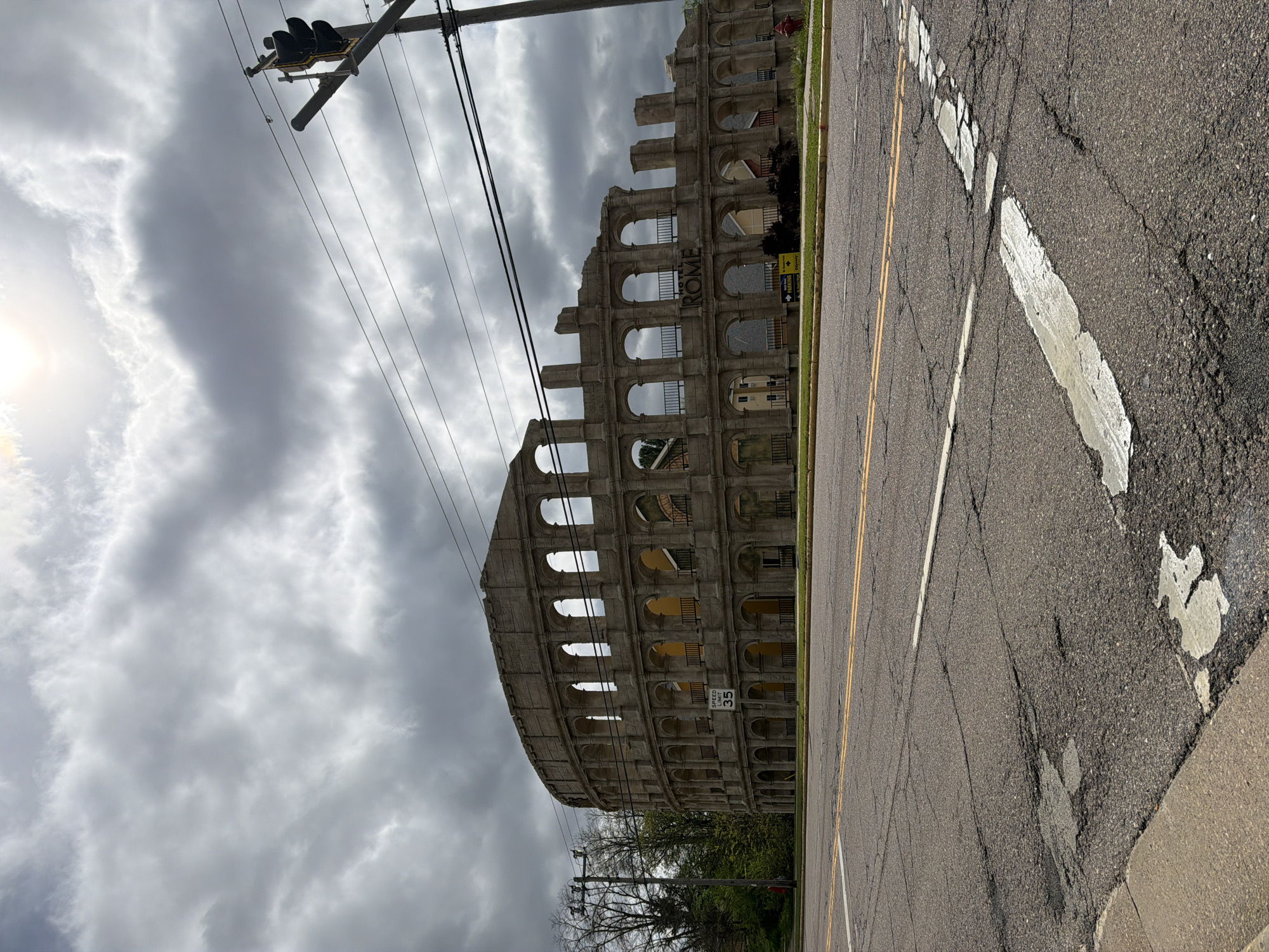 Roman Colosseum replica spotted roadside in Wisconsin Dells