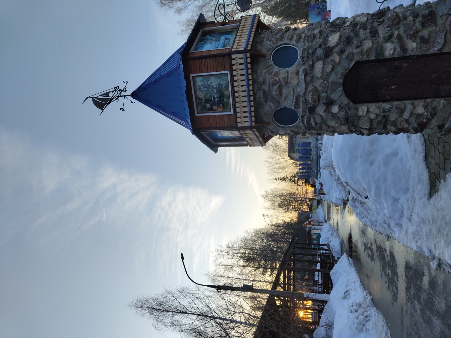 Winter sunset visits documented at Chaikovsky park and riverfront