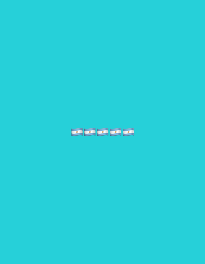 Five Argentine flag emojis on a cyan background