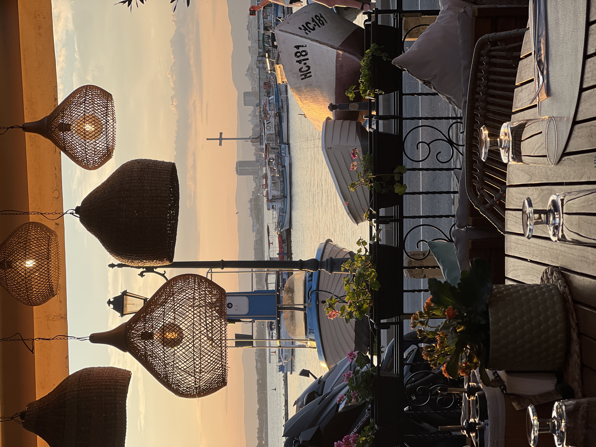 Evening in Nesebar's historic old town, shops and harbor views