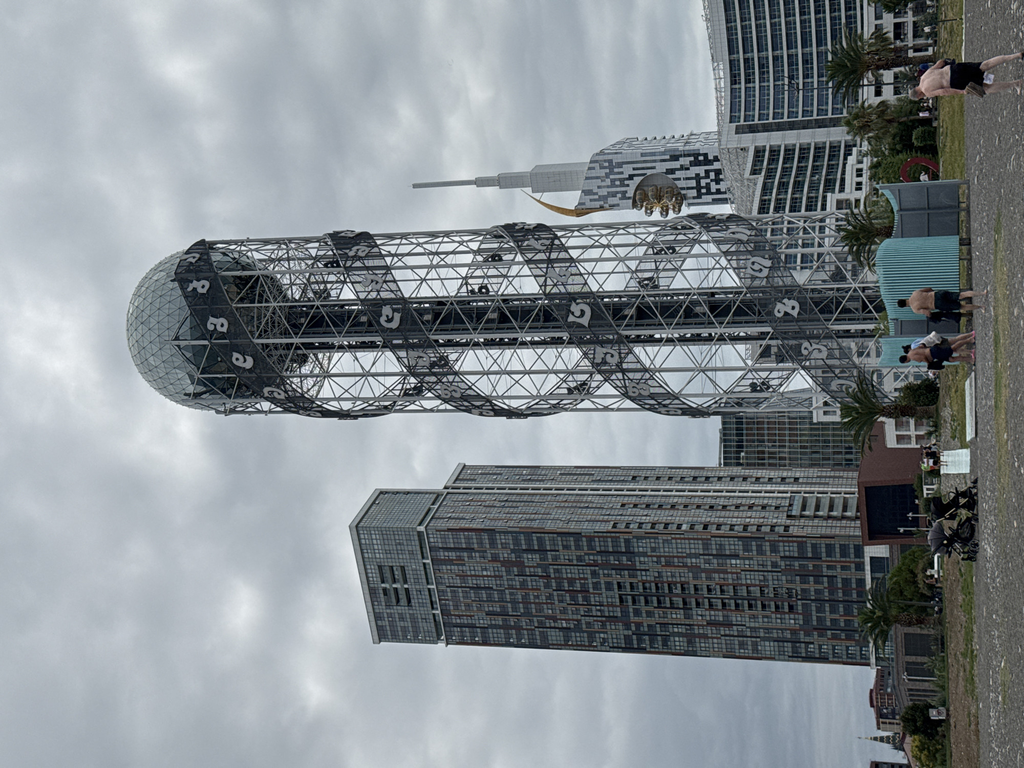 Cloudy morning along Batumi's Black Sea boulevard and streets