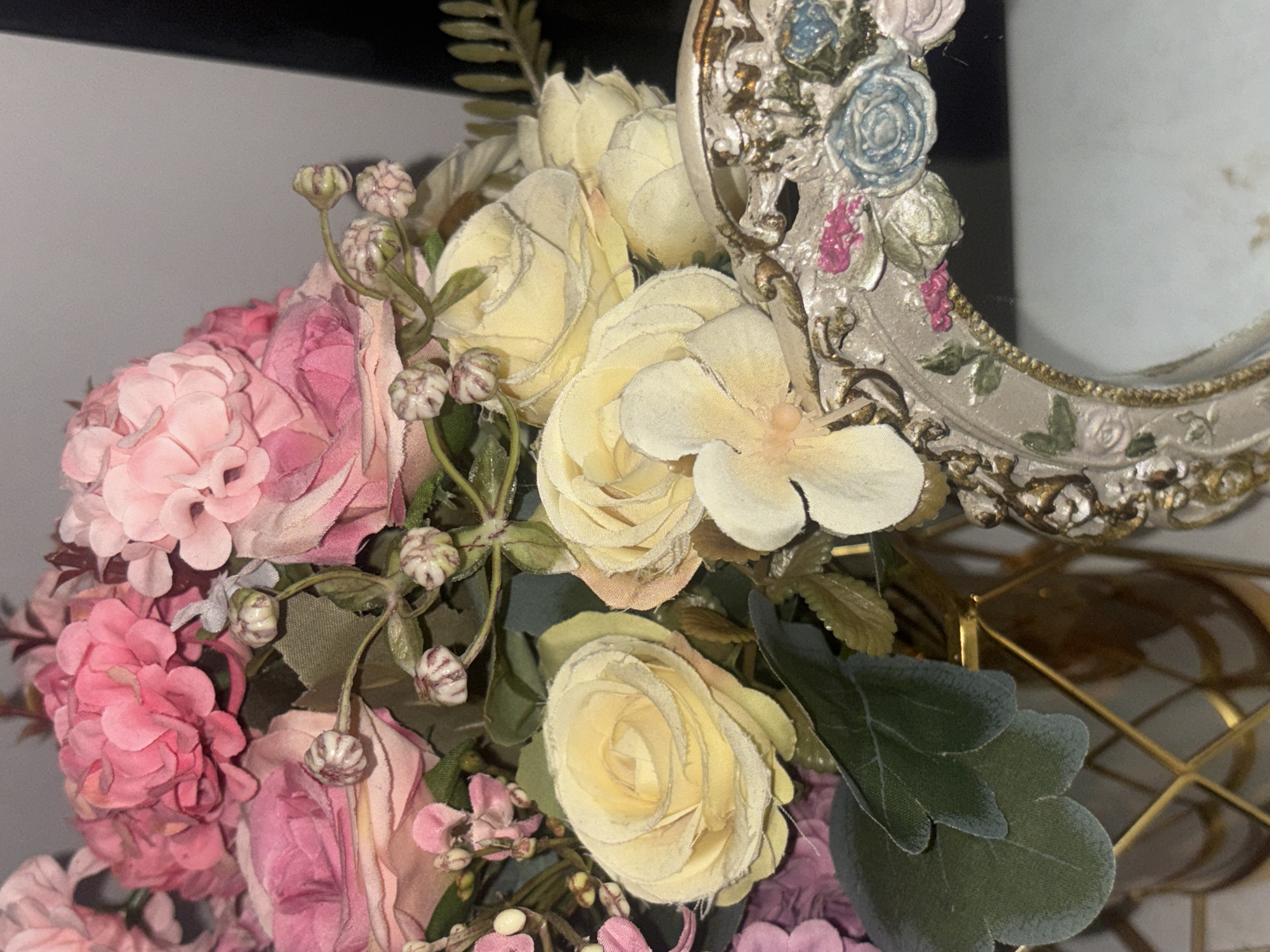 Close-up shots of decorative flower arrangements in West Jakarta