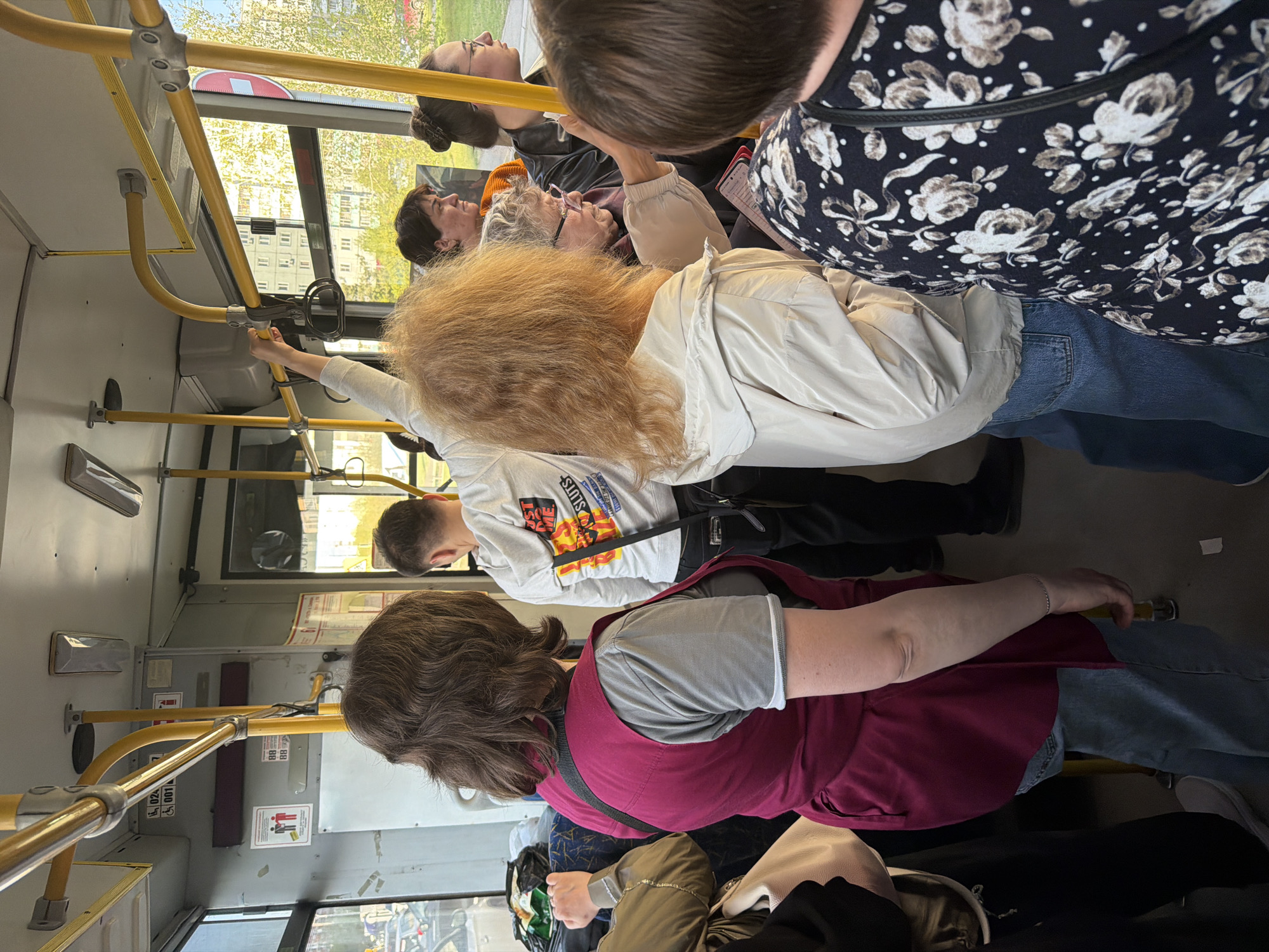 Man takes selfie on crowded bus in Krasnoyarsk