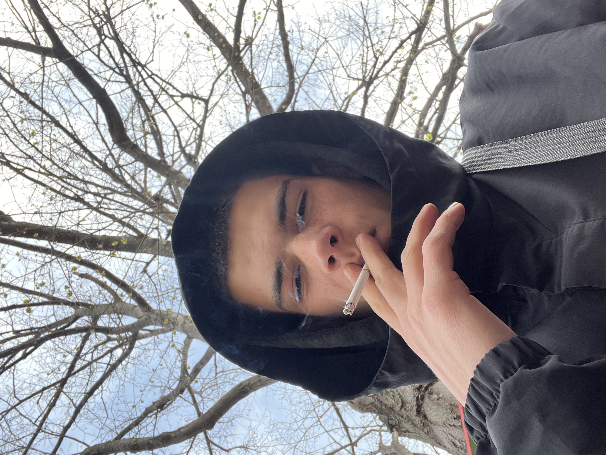 Morning smoking break captured in Sopot, Bulgaria