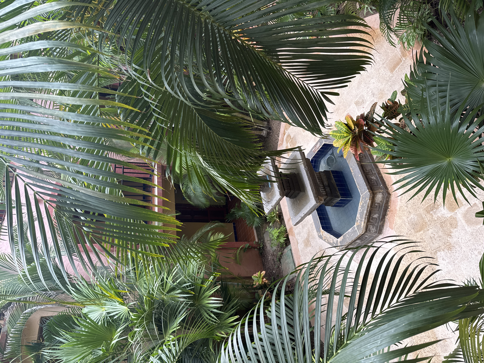 Playa del Carmen scenes: courtyard, beach volleyball, indoor lounge